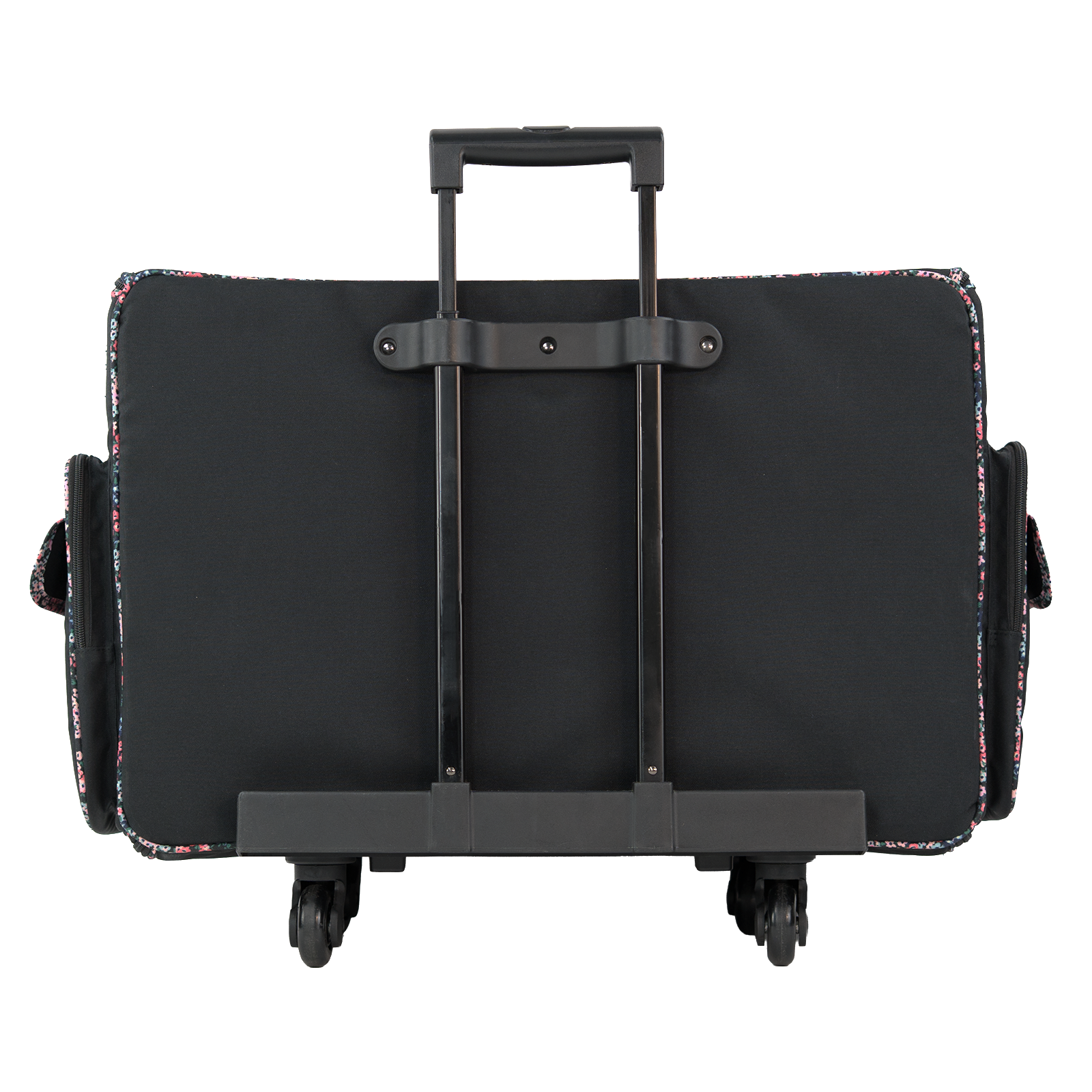 Everything Mary XXL 4 Wheel Collapsible Rolling Sewing Machine Storage Case, Black Floral