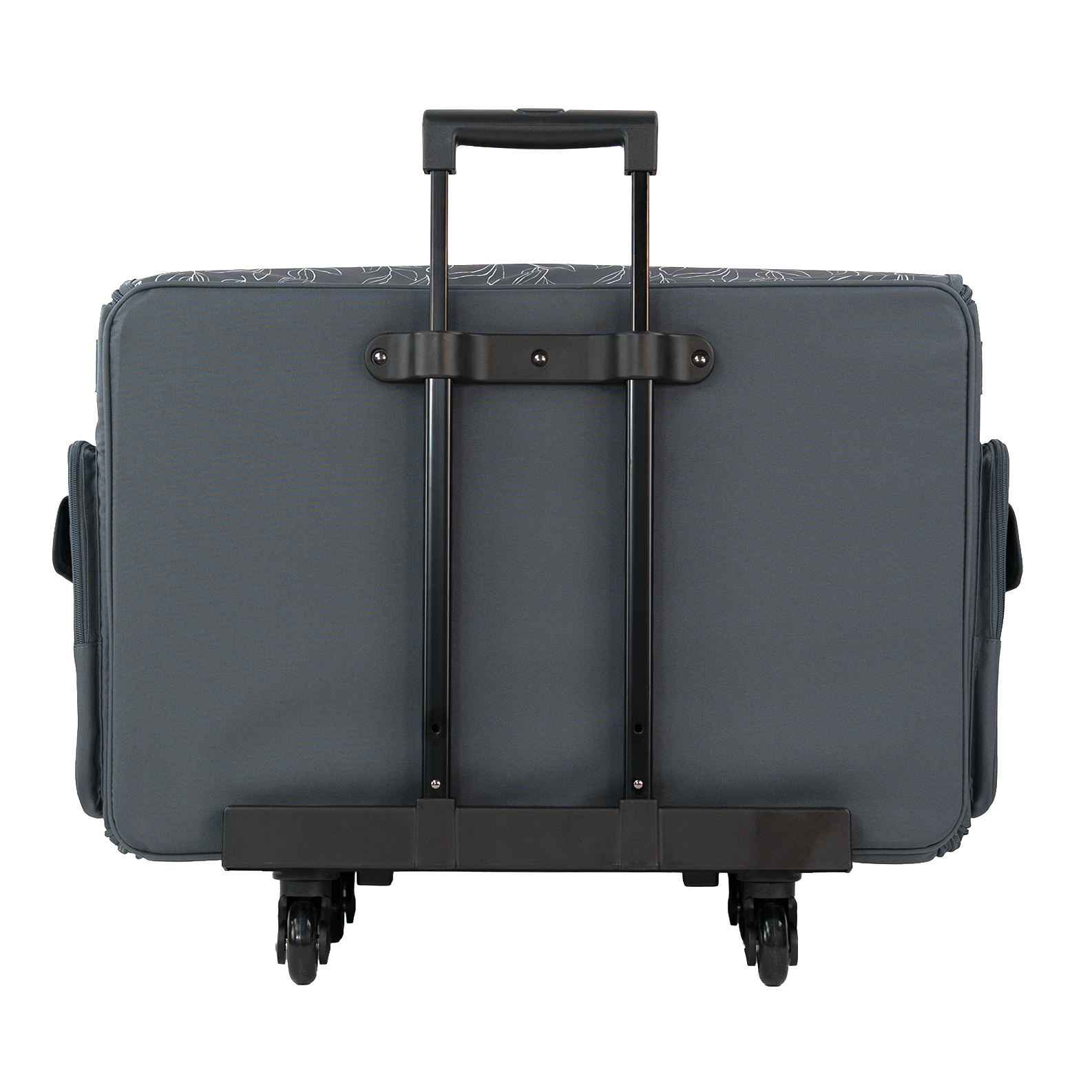 Everything Mary XXL 4 Wheel Collapsible Rolling Sewing Machine Storage Case, Grey Floral