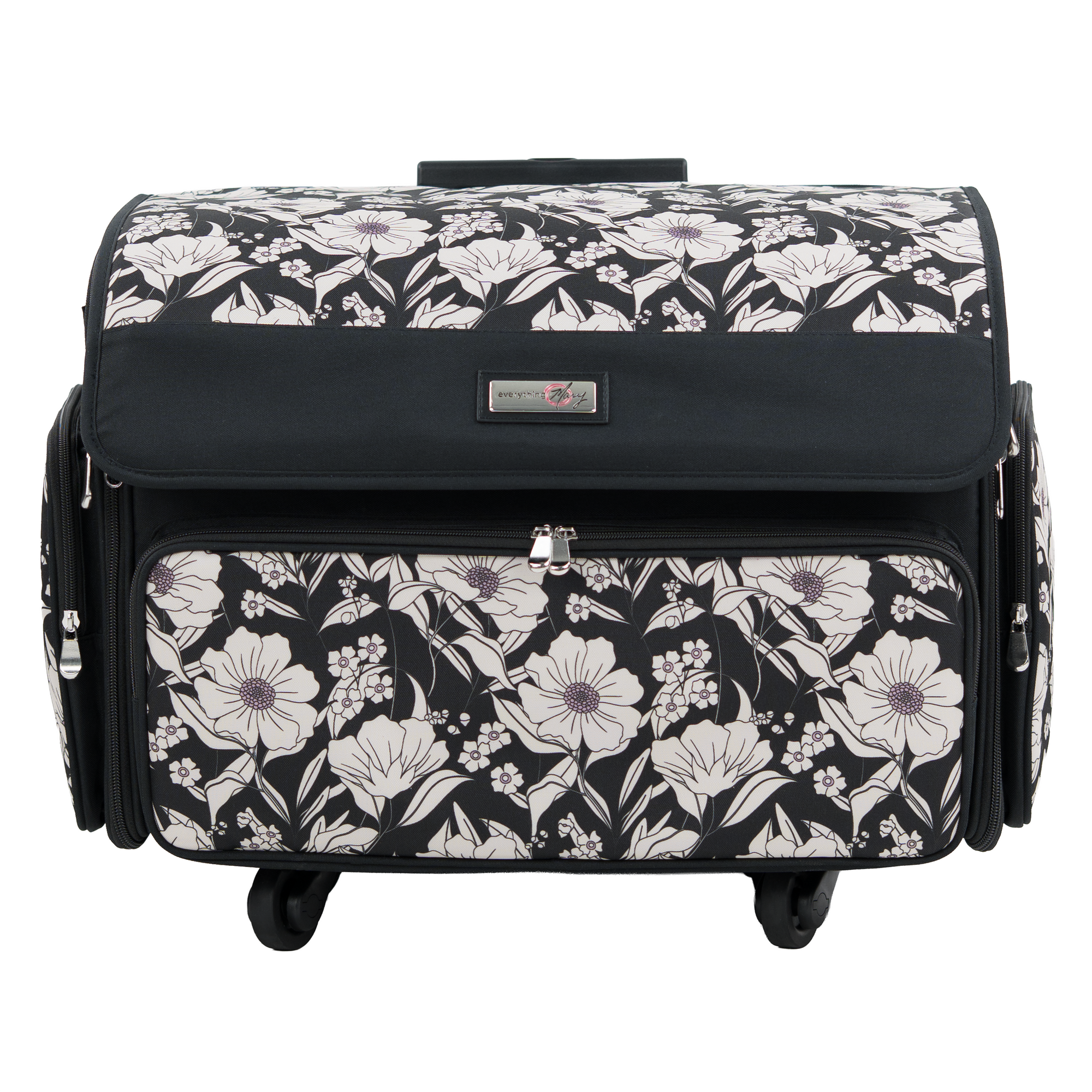 Everything Mary XL 4 Wheel Collapsible Rolling Sewing Machine Storage Case, Artistic Floral