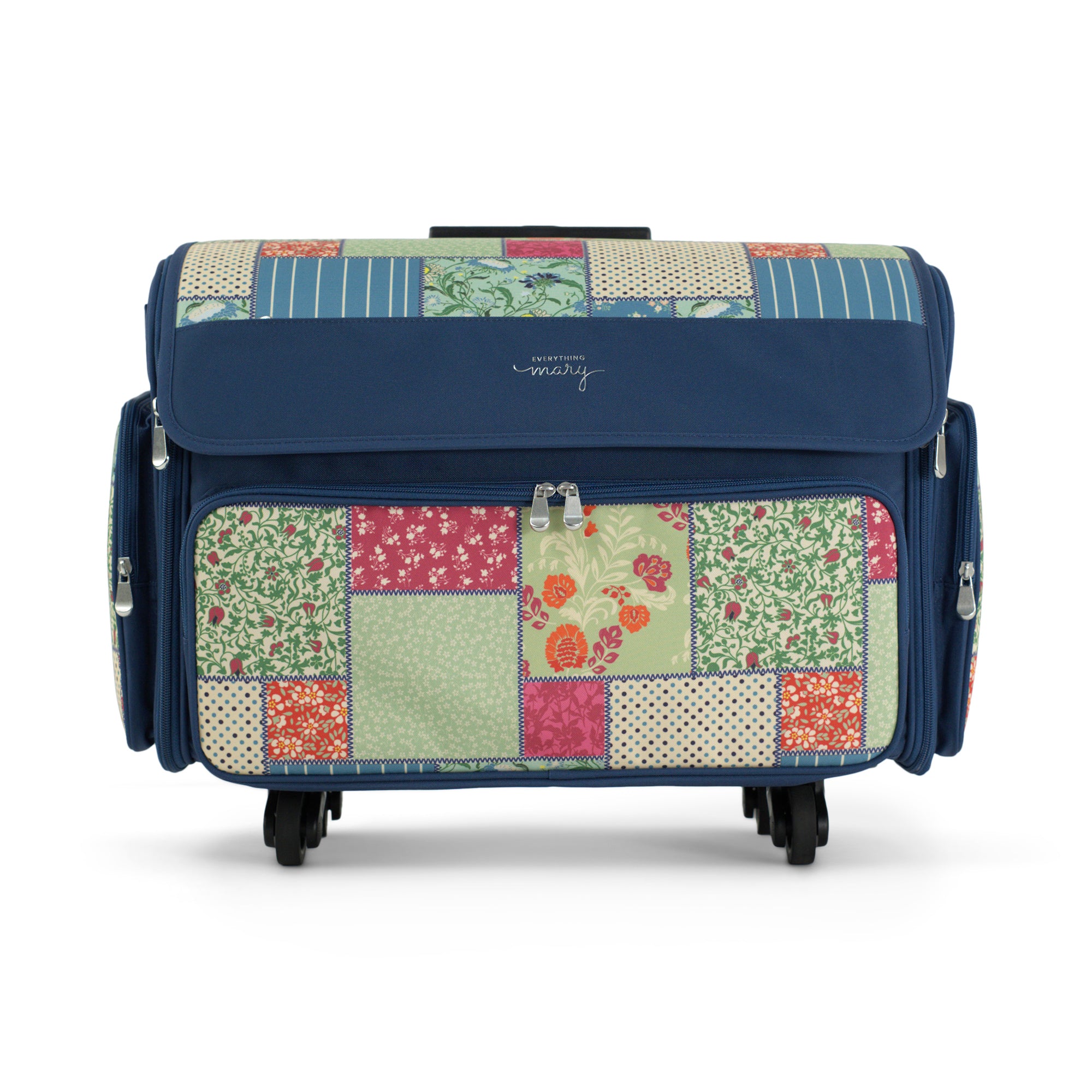 Everything Mary XL Rolling Sewing Machine Case with Wheels in Quilted Pattern – Sewing Machine Tote Bag for Travel, Classes & Quilting