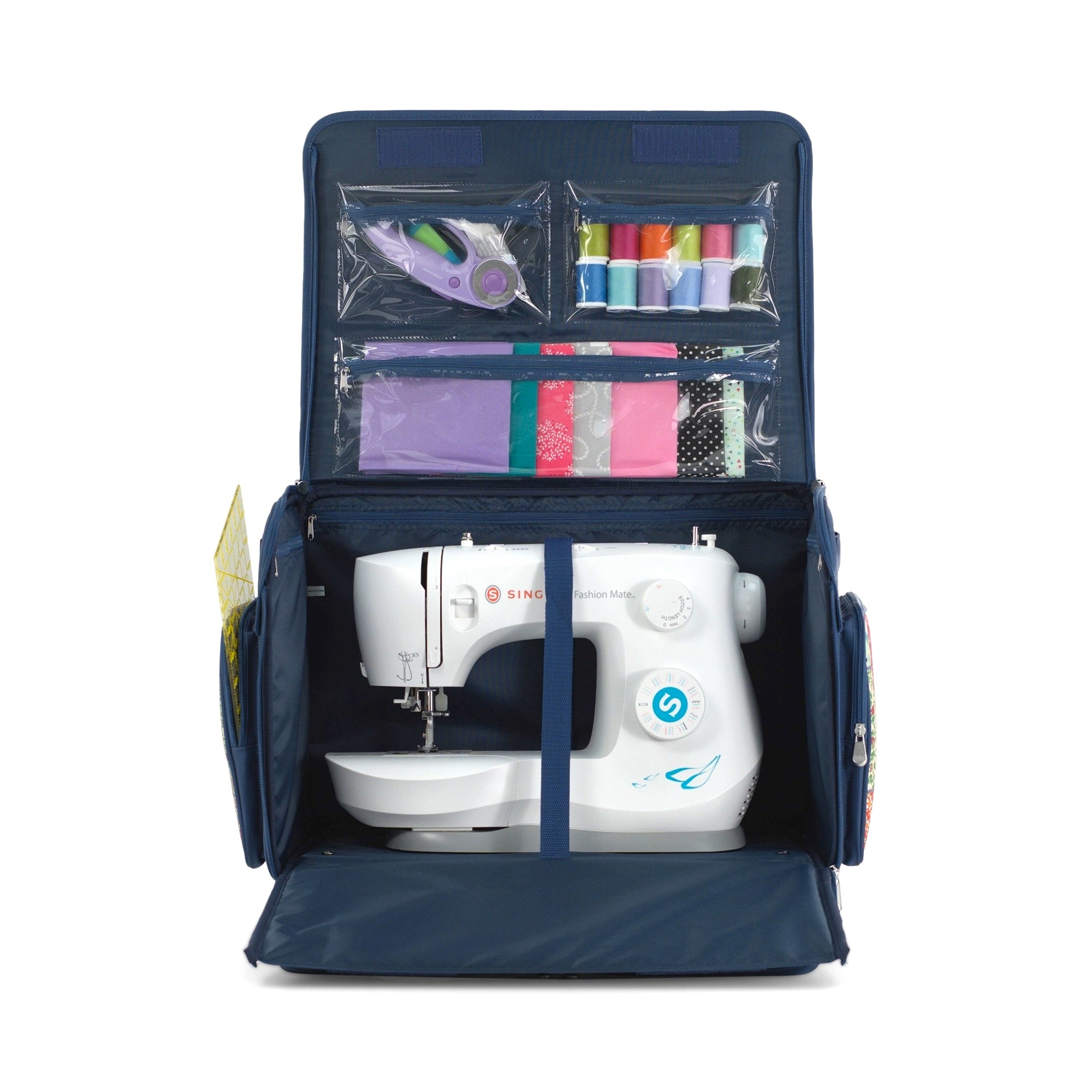 Everything Mary XL Rolling Sewing Machine Case with Wheels in Quilted Pattern – Sewing Machine Tote Bag for Travel, Classes & Quilting