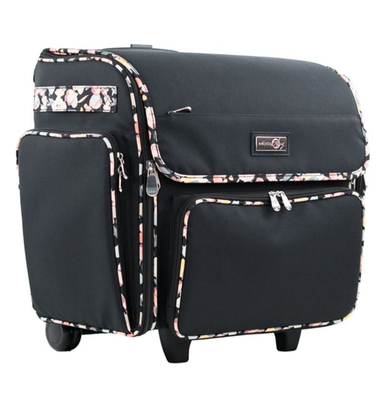 Deluxe Collapsible Rolling Scrapbook Case, Black & Floral