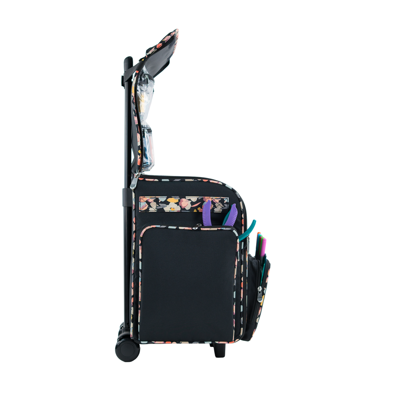 Deluxe Collapsible Rolling Scrapbook Case, Black & Floral