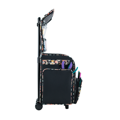 Deluxe Collapsible Rolling Scrapbook Case, Black & Floral