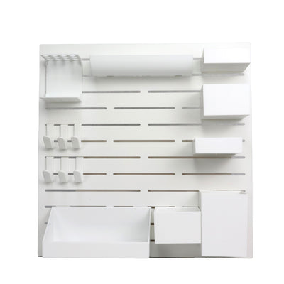 Everything Mary Multi-Functional Wall Organizer with Hooks & Trays – White Craft Storage Rack for Tools, Paint, Scissors & Supplies