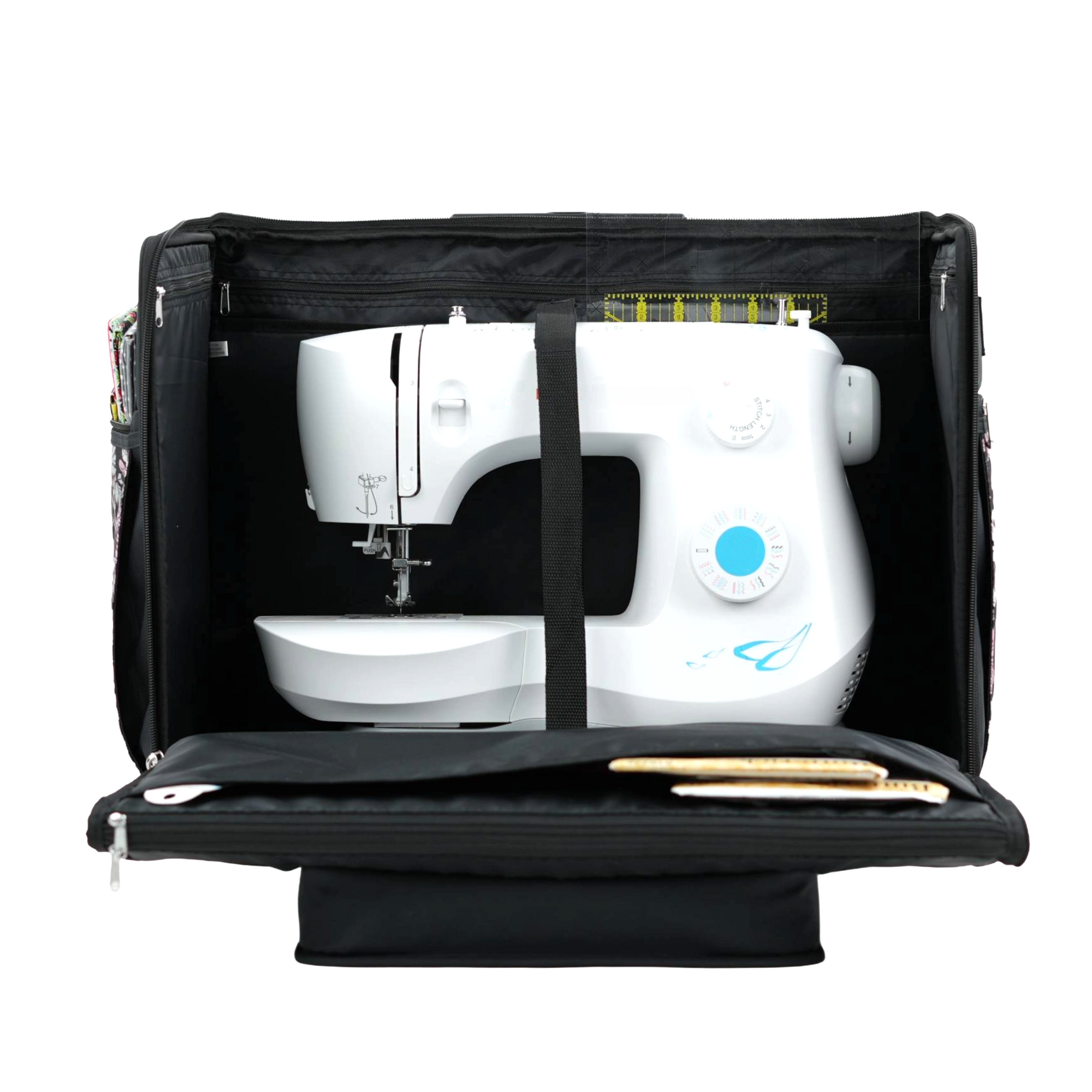 Everything Mary XL 4 Wheel Collapsible Rolling Sewing Machine Storage Case, Pink Floral