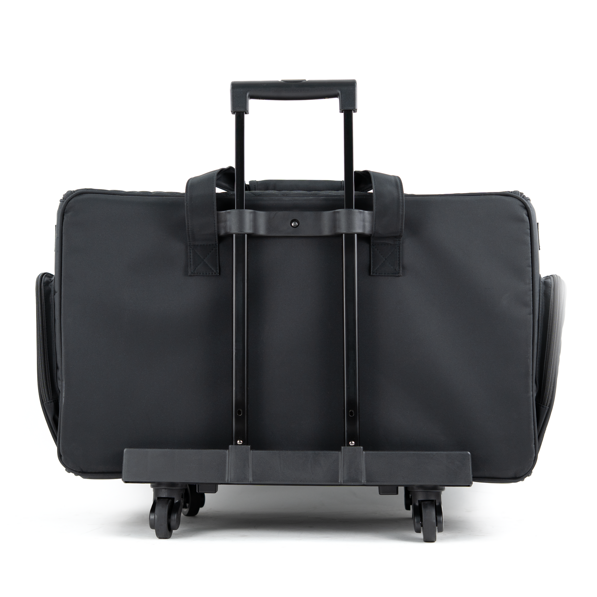 Everything Mary XXL 4 Wheel Collapsible Rolling Sewing Machine Storage Case, Black Quilted