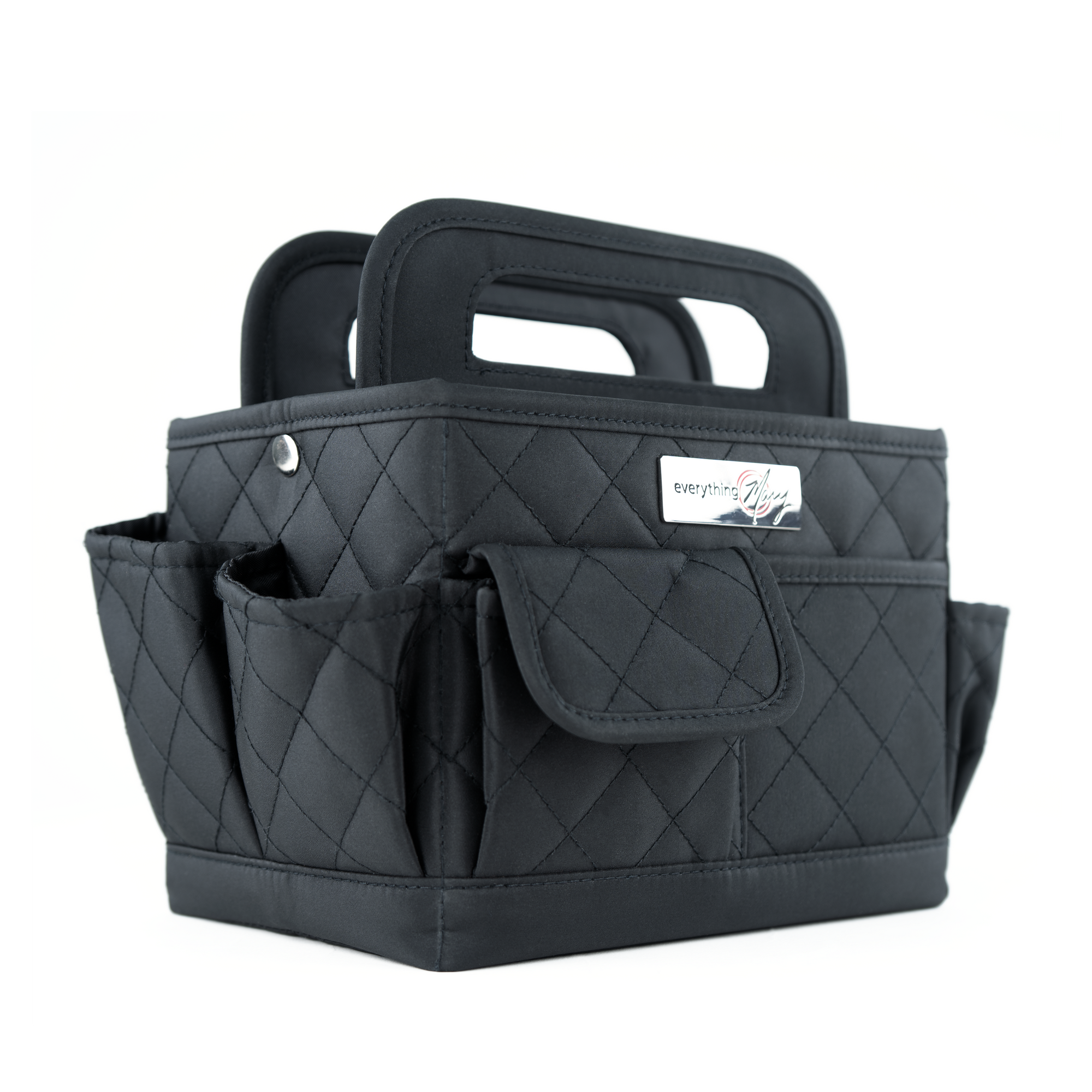 Everything Mary Collapsible Desktop Craft Caddy, Black Quilted – Polyester Craft & Art Supply Organizer with 12 Storage Compartments