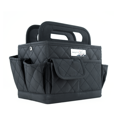 Everything Mary Collapsible Desktop Craft Caddy, Black Quilted – Polyester Craft & Art Supply Organizer with 12 Storage Compartments
