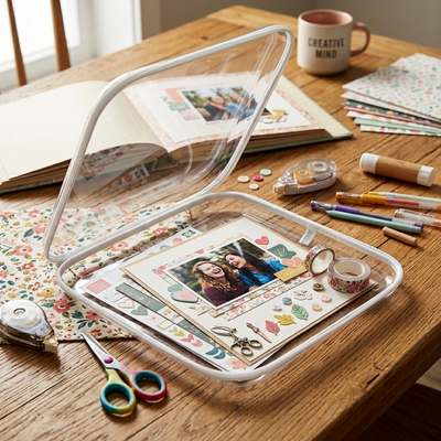 Everything Mary 12x12 Clear Bubble Case – Scrapbook Paper Storage & Portable Craft Project Organizer