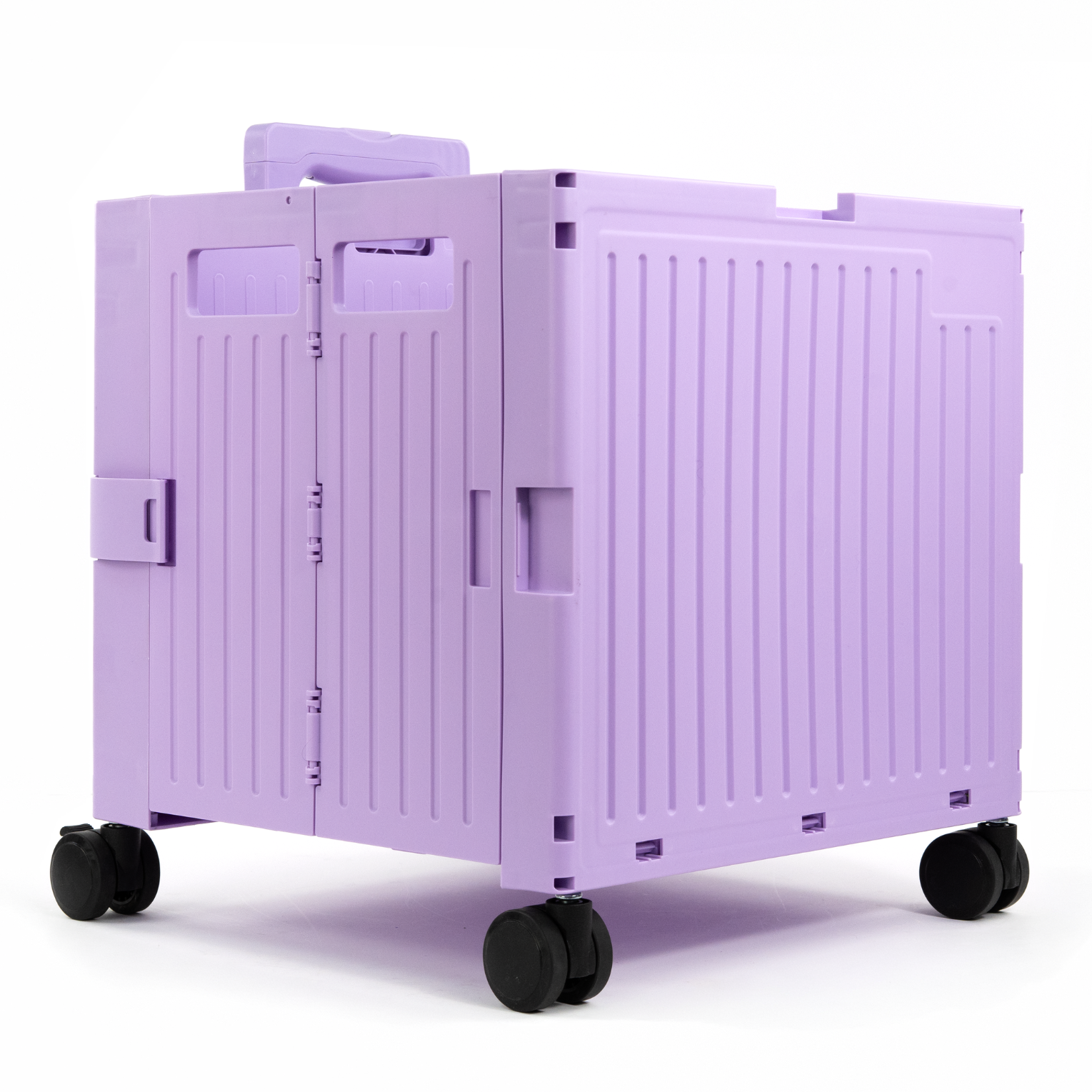 Purple Collapsible Rolling Cart with Lid and 360° Wheels – Foldable Utility Shopping and Teacher Cart