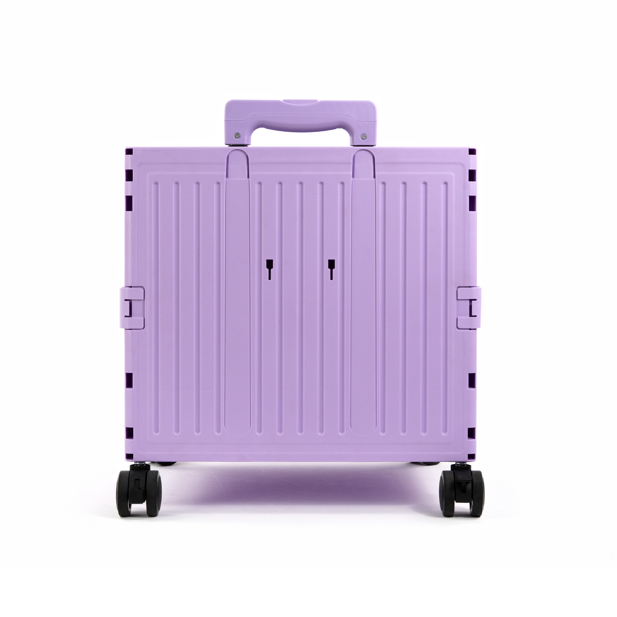 Purple Collapsible Rolling Cart with Lid and 360° Wheels – Foldable Utility Shopping and Teacher Cart