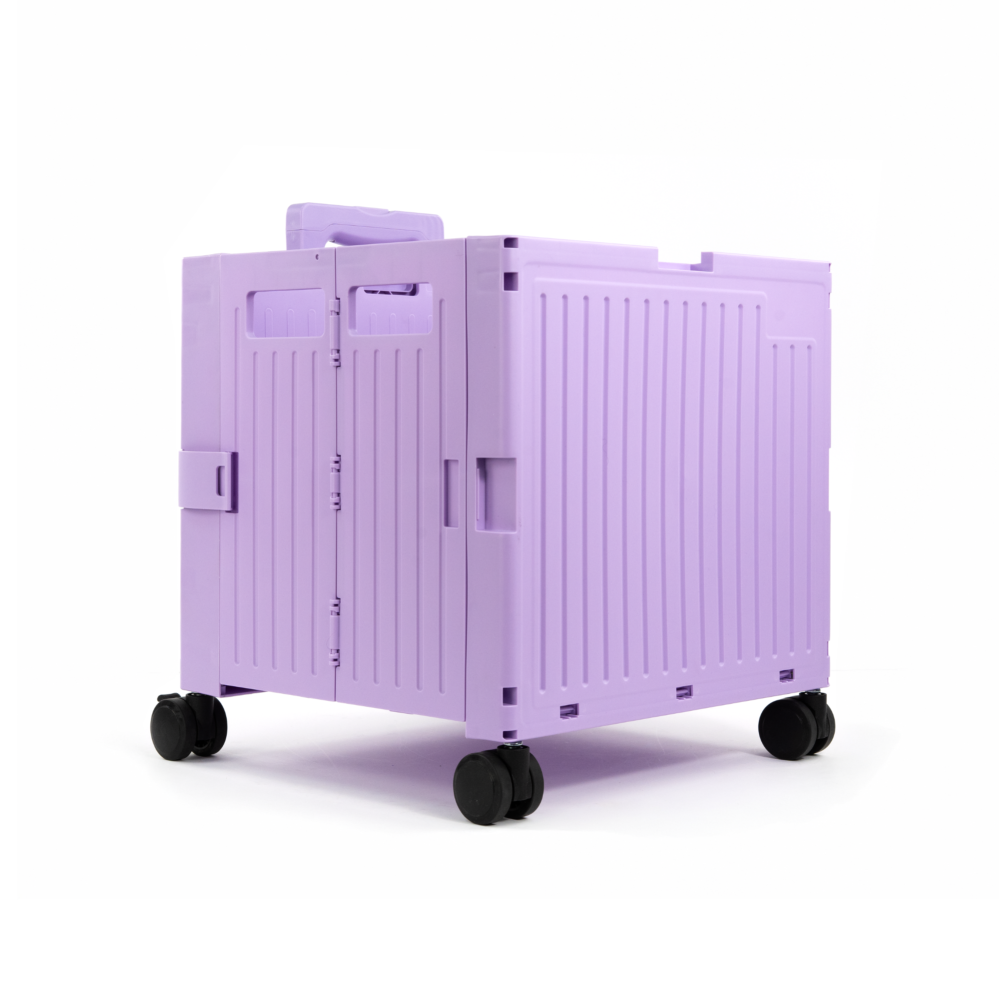 Black Collapsible Rolling Cart with Lid and 360° Wheels – Foldable Utility Shopping and Teacher Cart