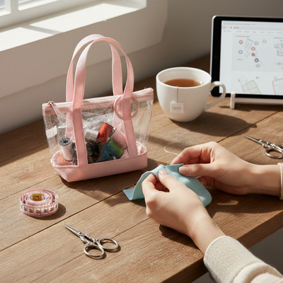 Everything Mary Travel Sewing Kit Organizer – Pink & Clear Mini Sewing Storage for Travel