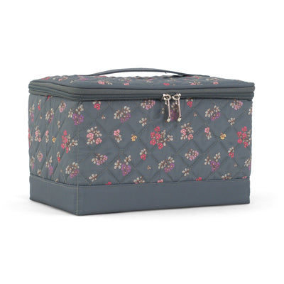 Everything Mary Sewing Box Organizer in Grey Quilted Floral – Soft-Side Collapsible Sewing Kit Caddy with Pin Cushion & Storage Pocket for Notions
