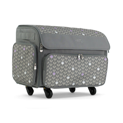 Everything Mary XL Rolling Sewing Machine Case with Wheels in Purple Floral – Sewing Machine Tote Bag for Travel, Classes & Quilting