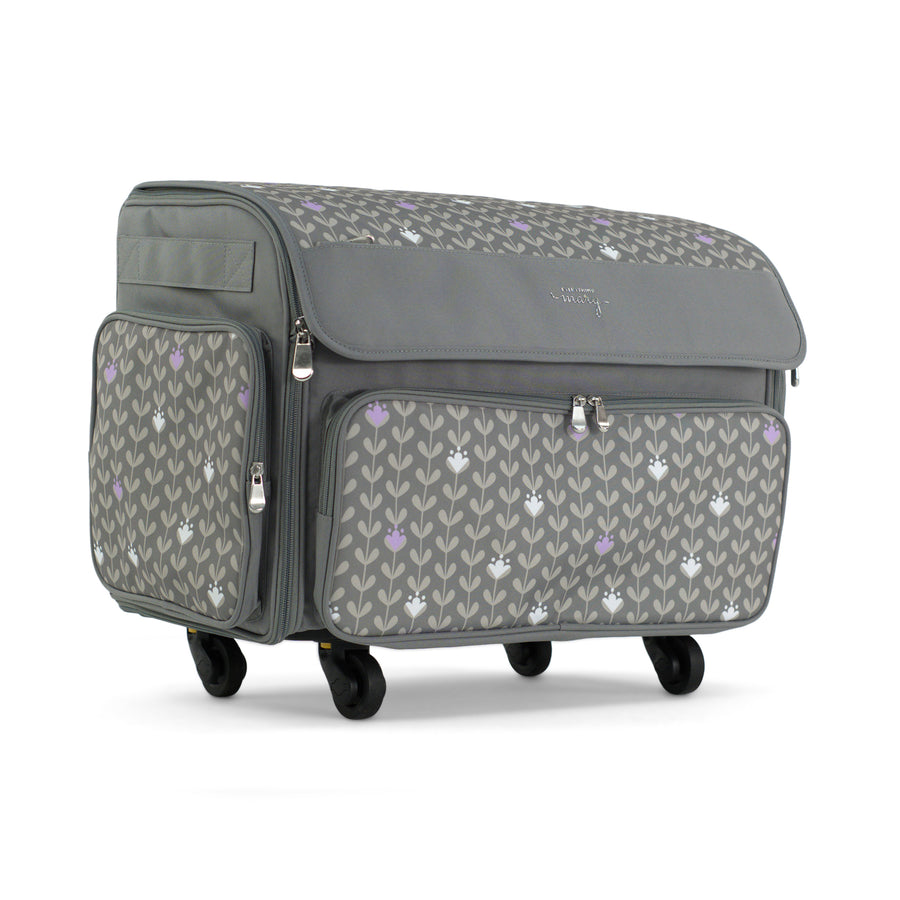 Everything Mary XL Rolling Sewing Machine Case with Wheels in Purple Floral – Sewing Machine Tote Bag for Travel, Classes & Quilting