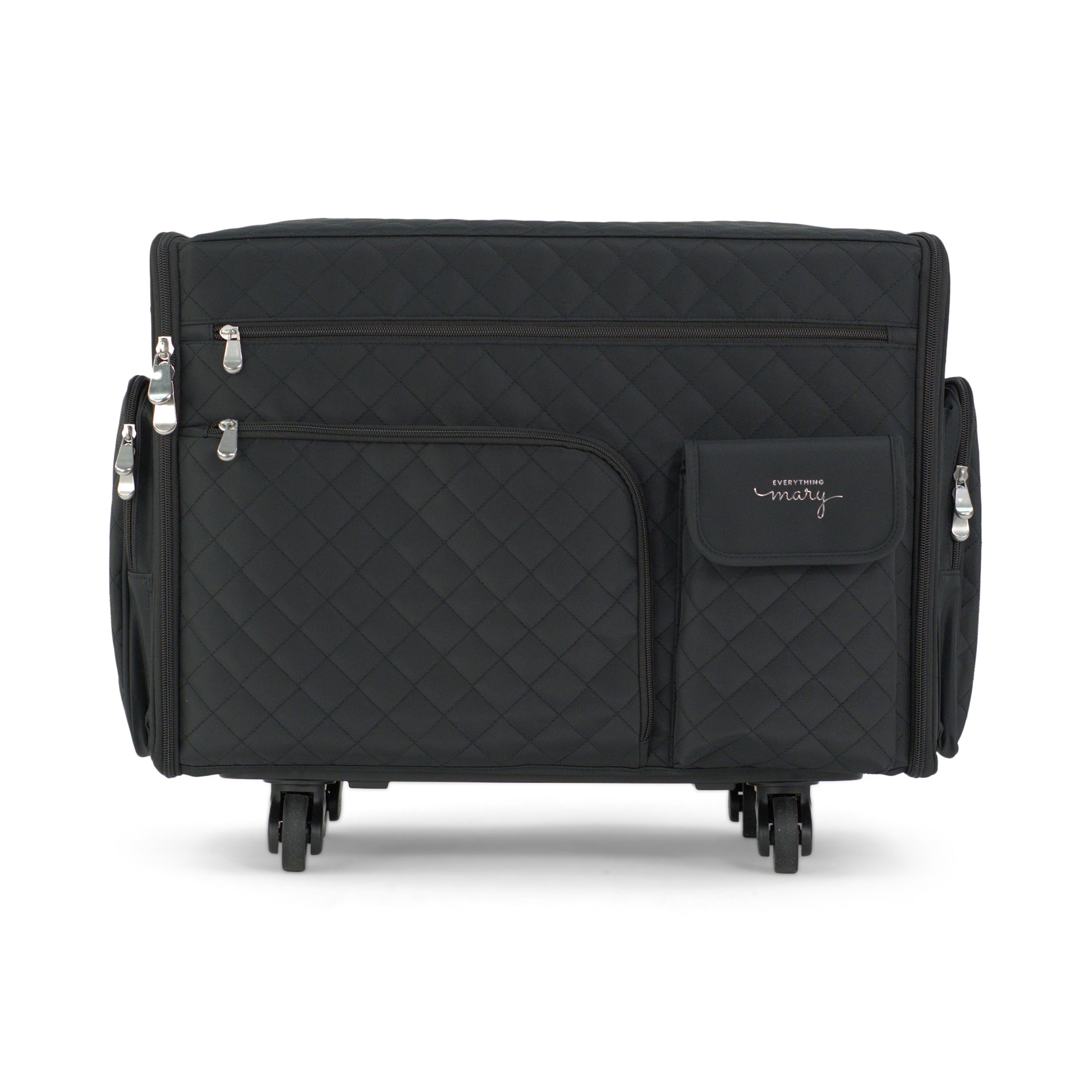 Everything Mary XL Rolling Sewing Machine Case with Wheels in Black Quilted – Sewing Machine Tote Bag for Travel, Classes & Quilting