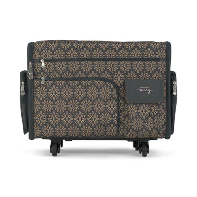 Everything Mary XL Rolling Sewing Machine Case with Wheels in Grey Geometric – Sewing Machine Tote Bag for Travel, Classes & Quilting