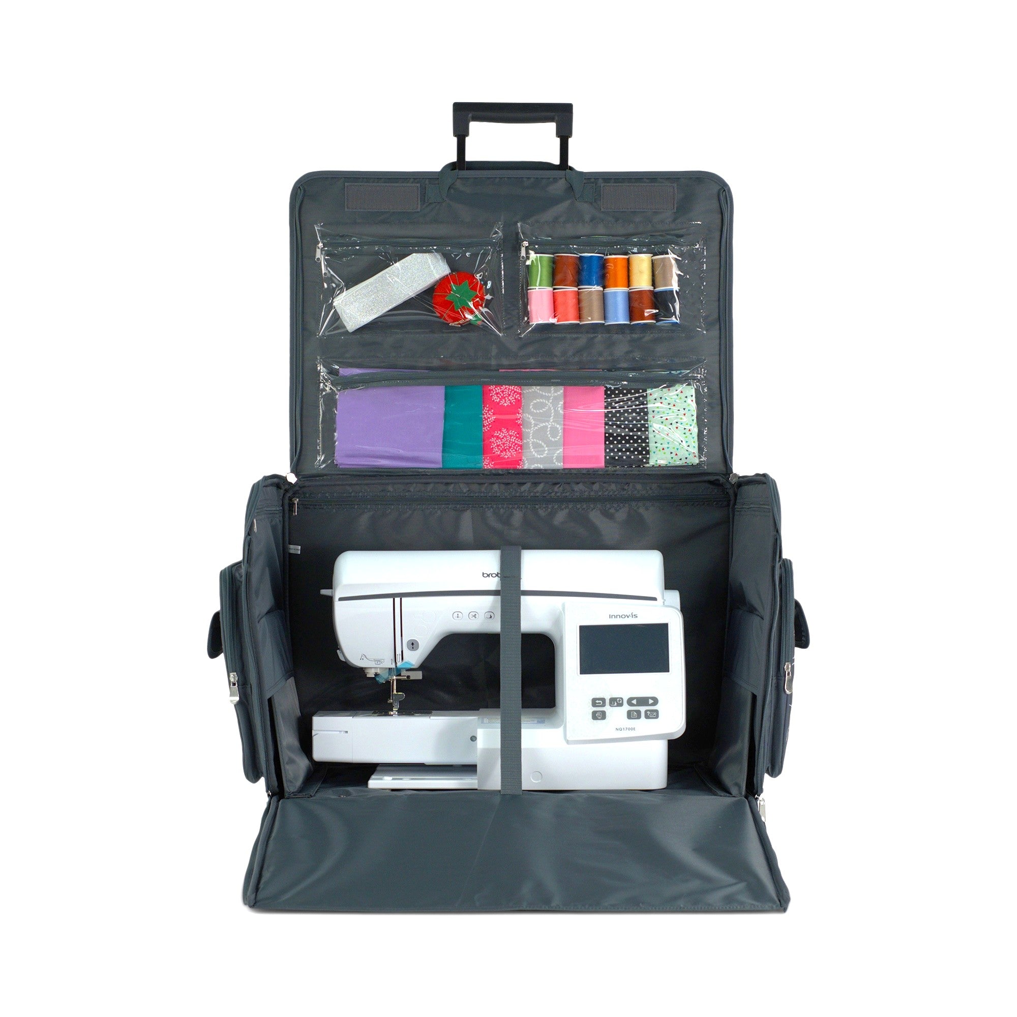 Everything Mary XXL Rolling Sewing Machine Case with Wheels in Line Floral Print – Oversized Sewing Machine Tote Bag for Travel & Classes