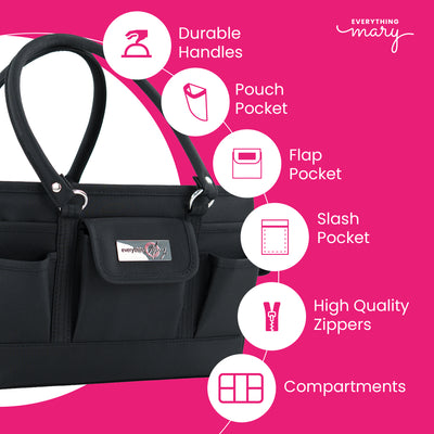 Everything Mary Deluxe Store & Tote Craft Organizer, Black