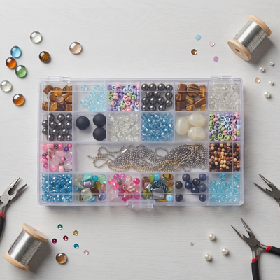 Everything Mary 21-Compartment Bead Storage Box – Clear Organizer for Jewelry, Diamond Art, and Small Craft Supplies