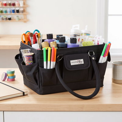 Everything Mary Deluxe Store & Tote Craft Organizer, Black