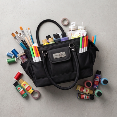 Everything Mary Deluxe Store & Tote Craft Organizer, Black