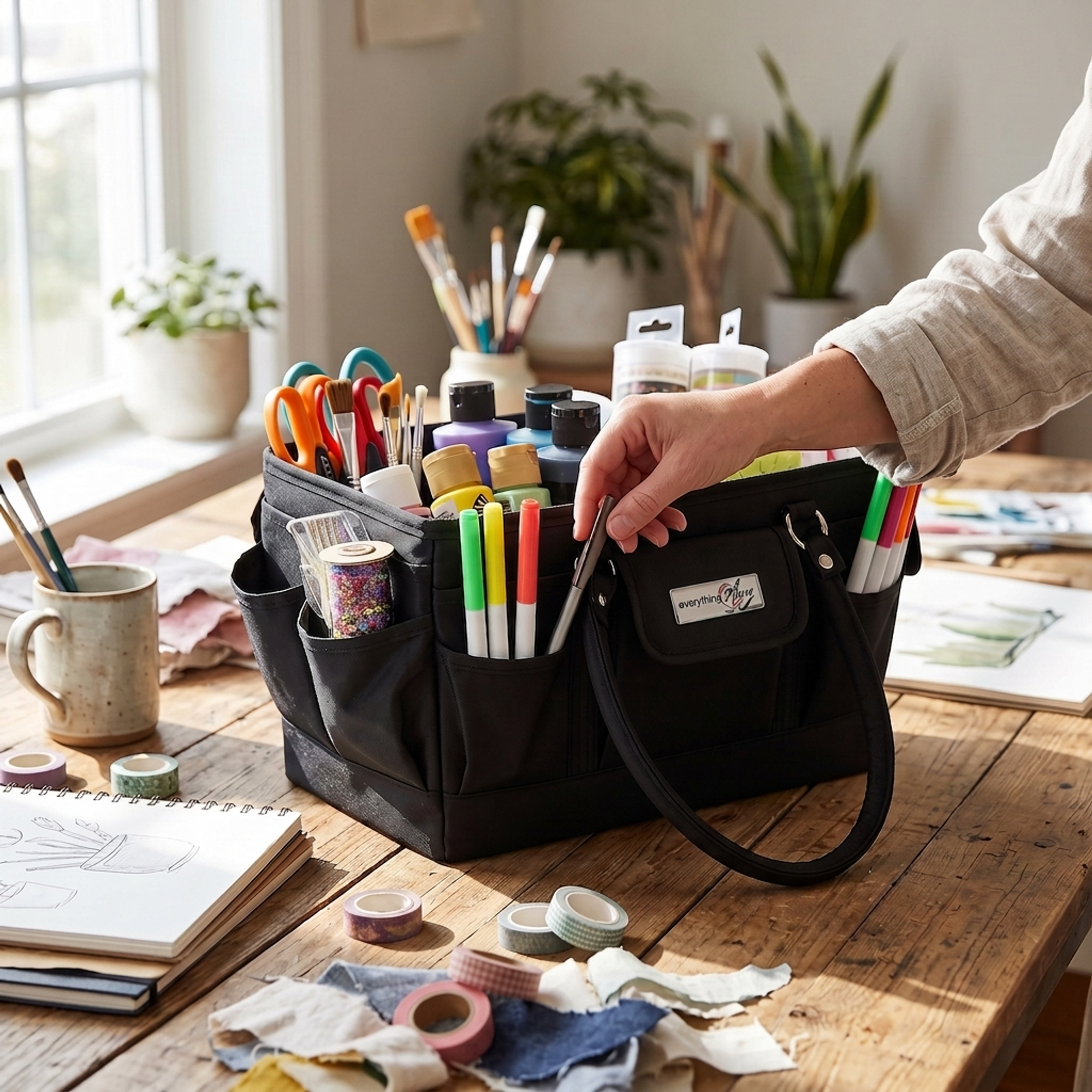 Everything Mary Deluxe Store & Tote Craft Organizer, Black