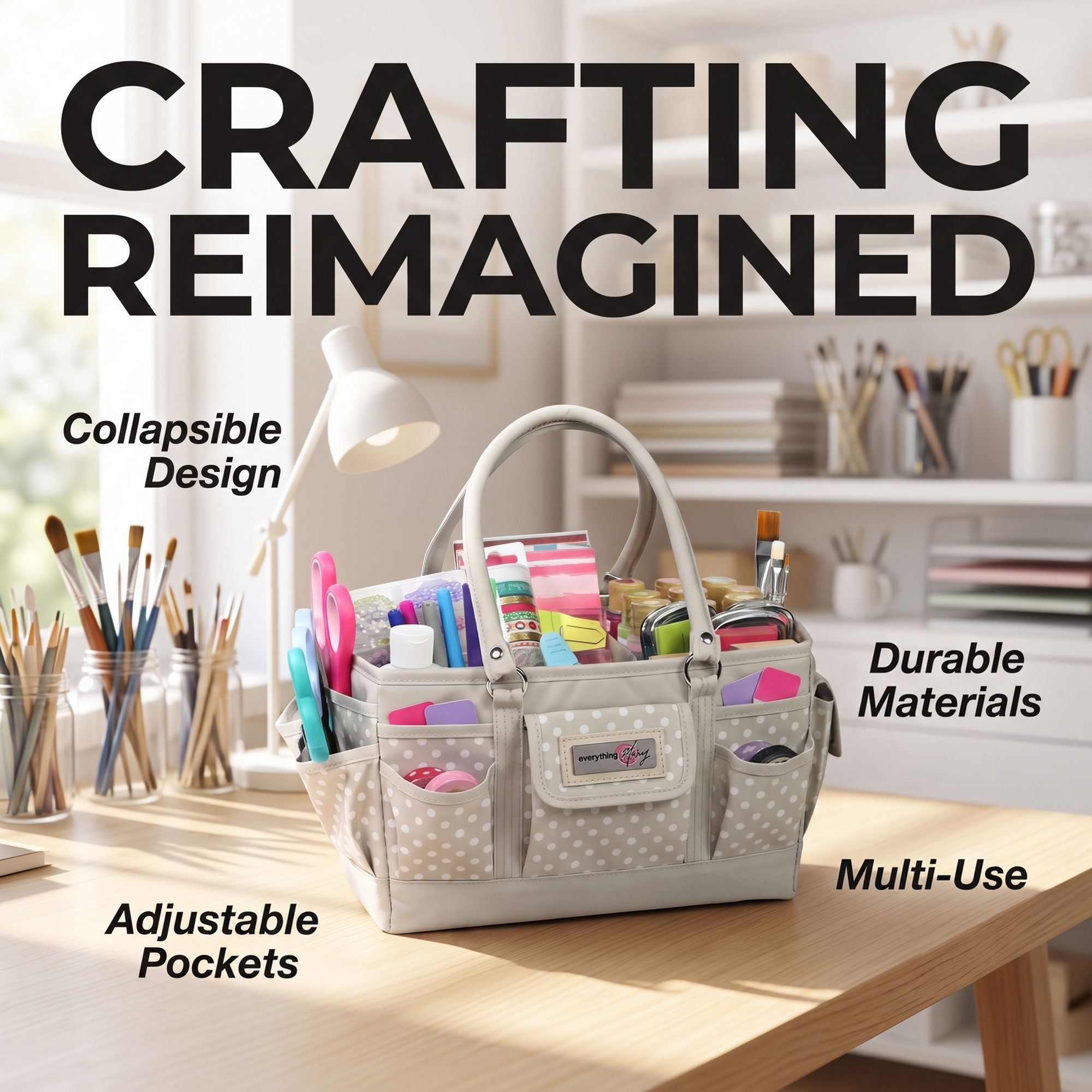 Deluxe Store & Tote Craft Organizer, Tan Dot