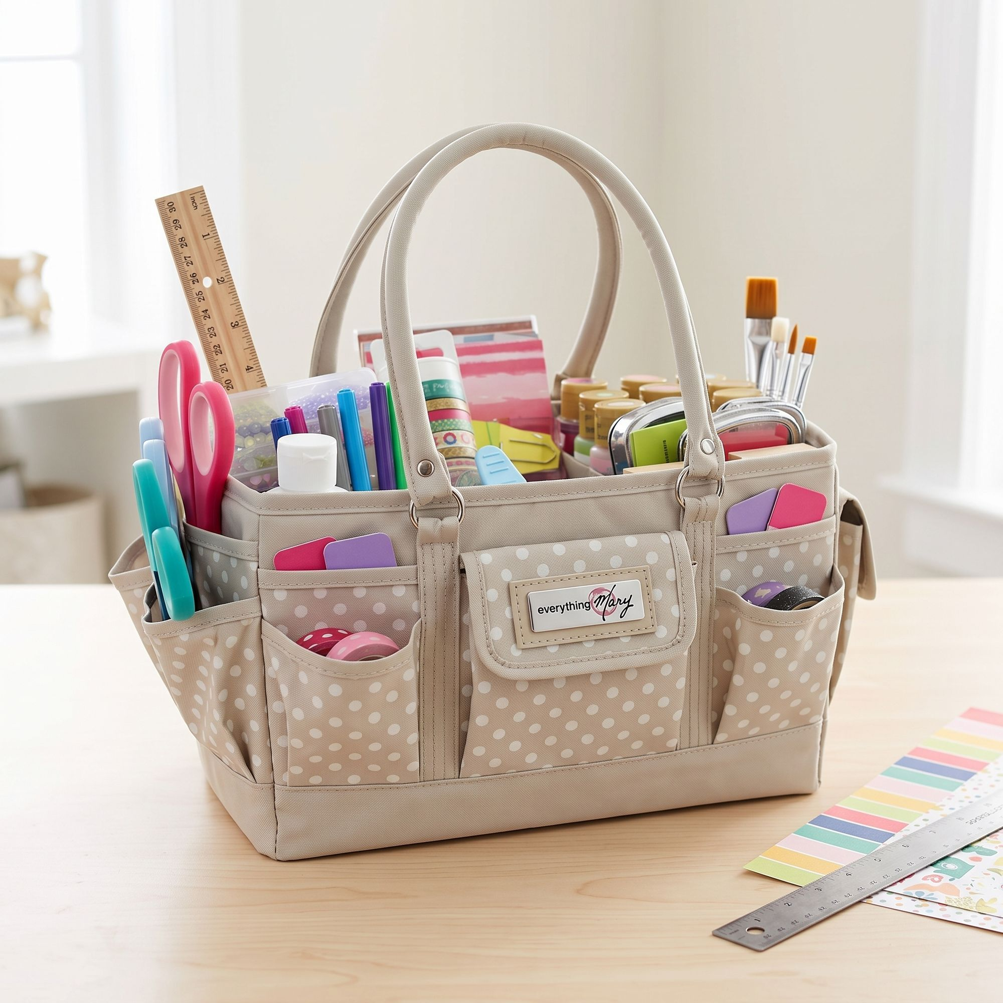 Deluxe Store & Tote Craft Organizer, Tan Dot