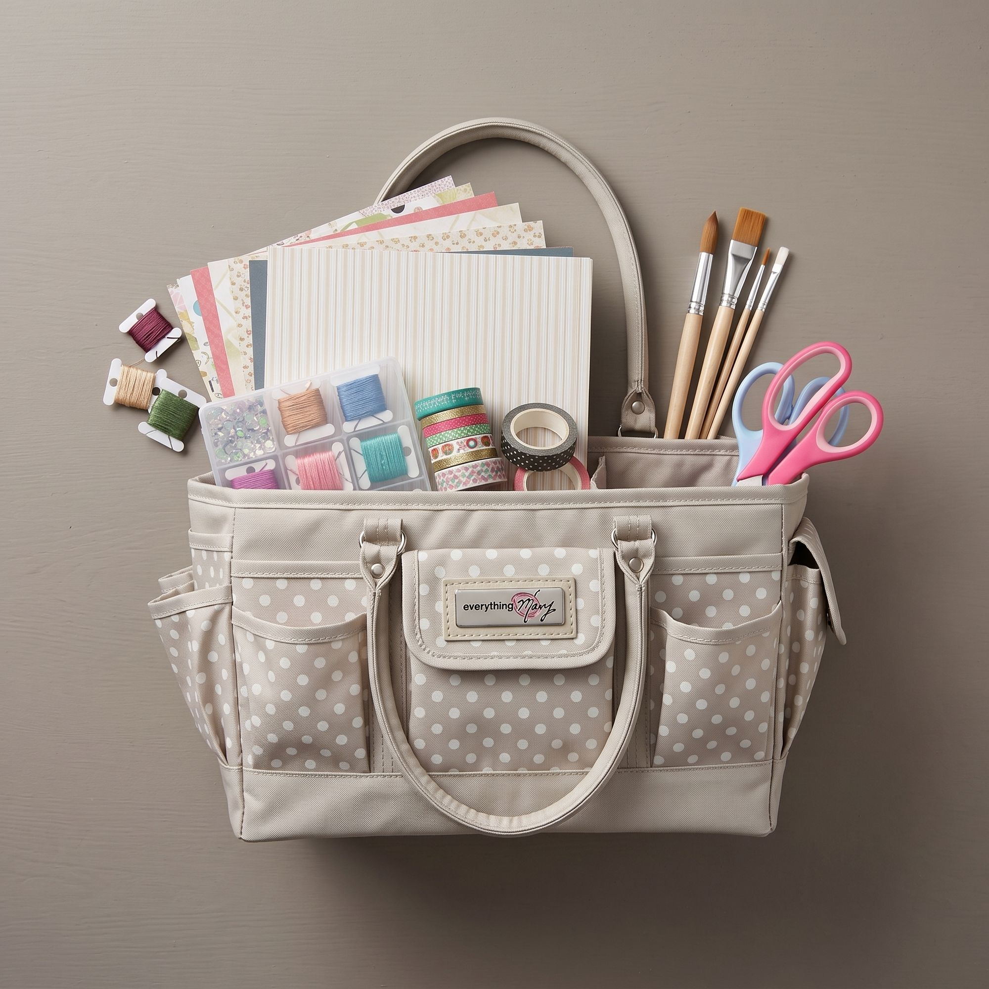 Deluxe Store & Tote Craft Organizer, Tan Dot