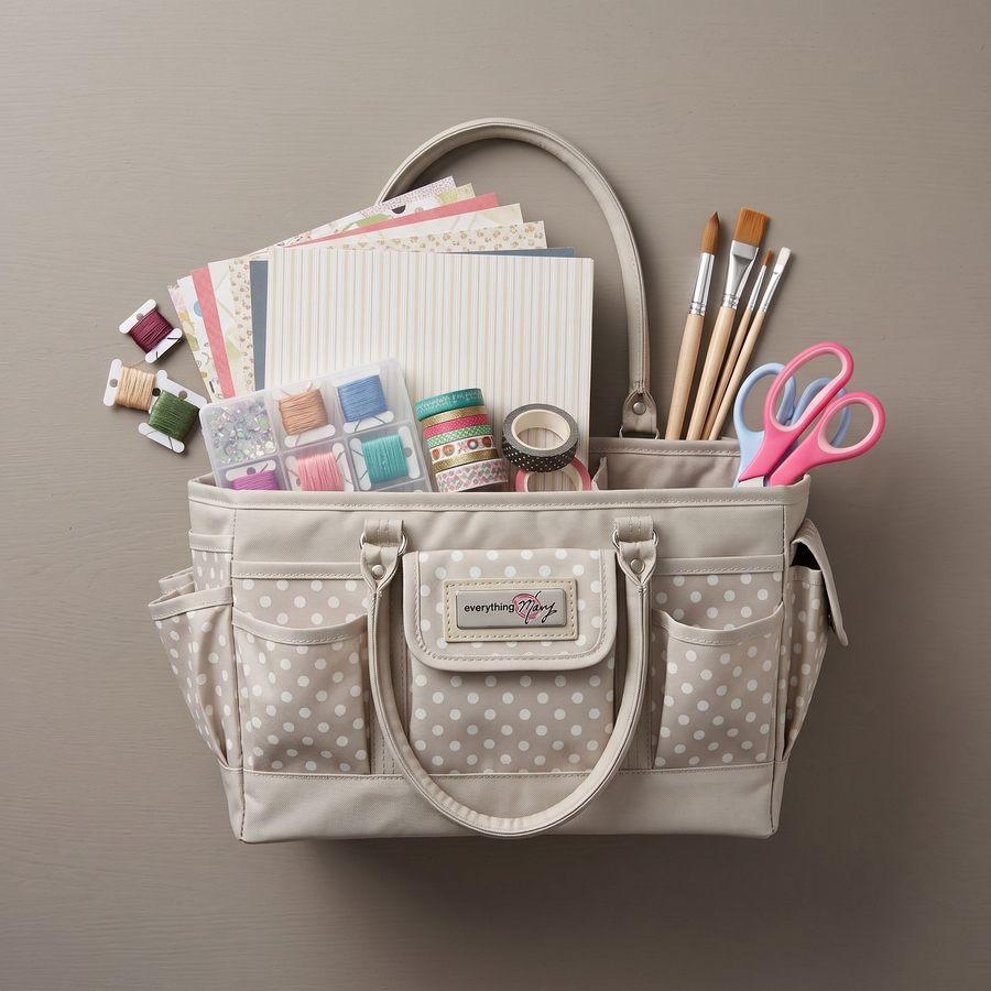 Deluxe Store & Tote Craft Organizer, Tan Dot