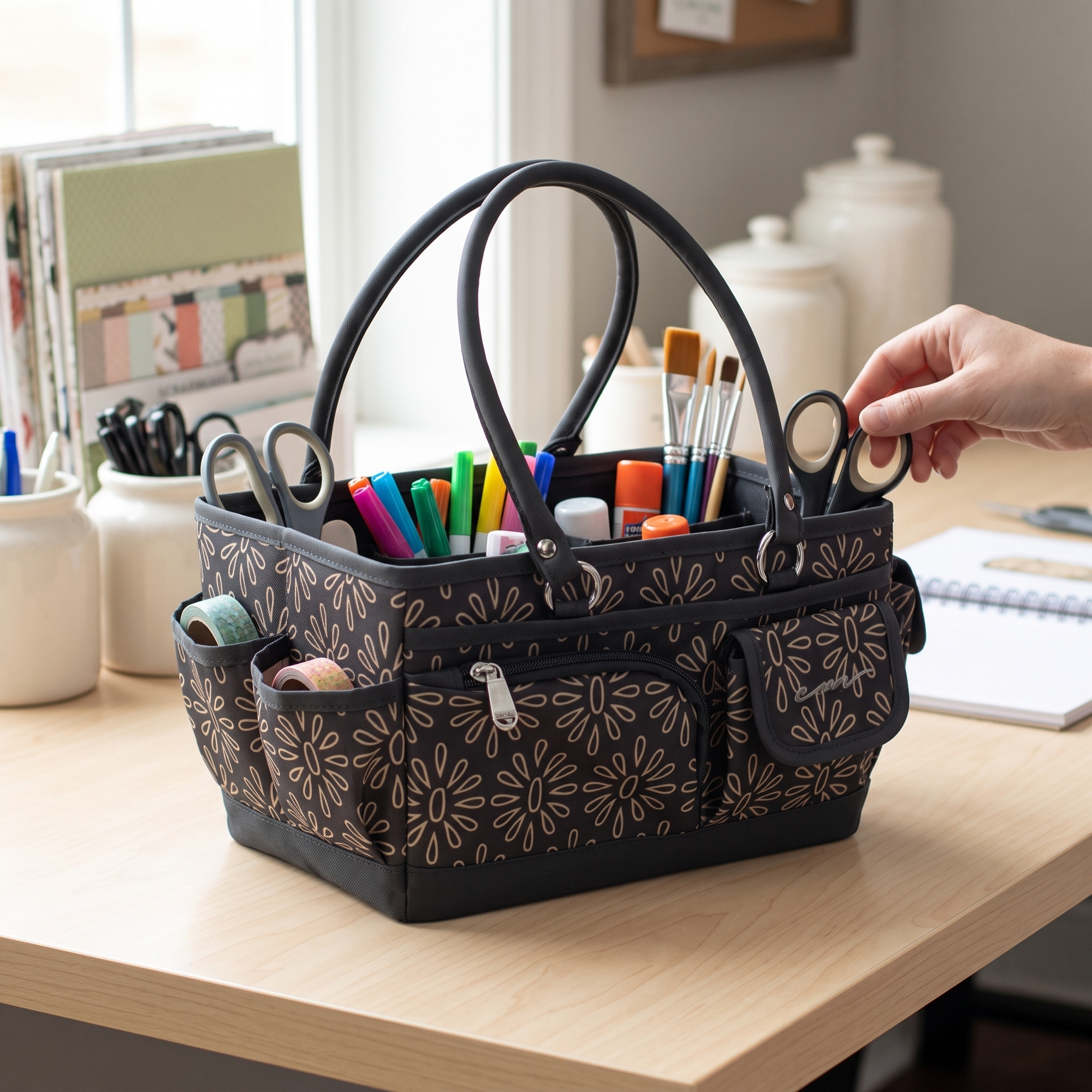 Everything Mary Store N Tote | Tan Floral