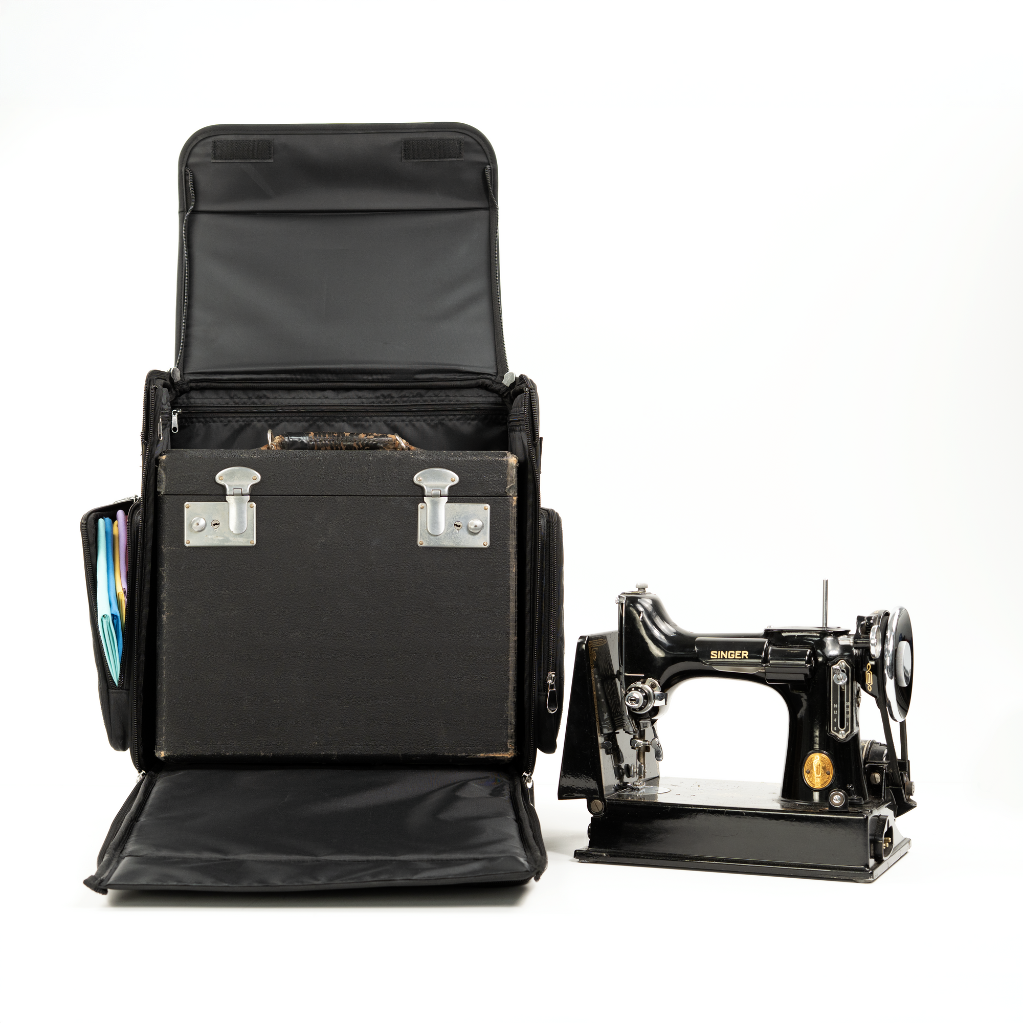 Collapsible Rolling Scrapbook & Featherweight Case, Black Quilted