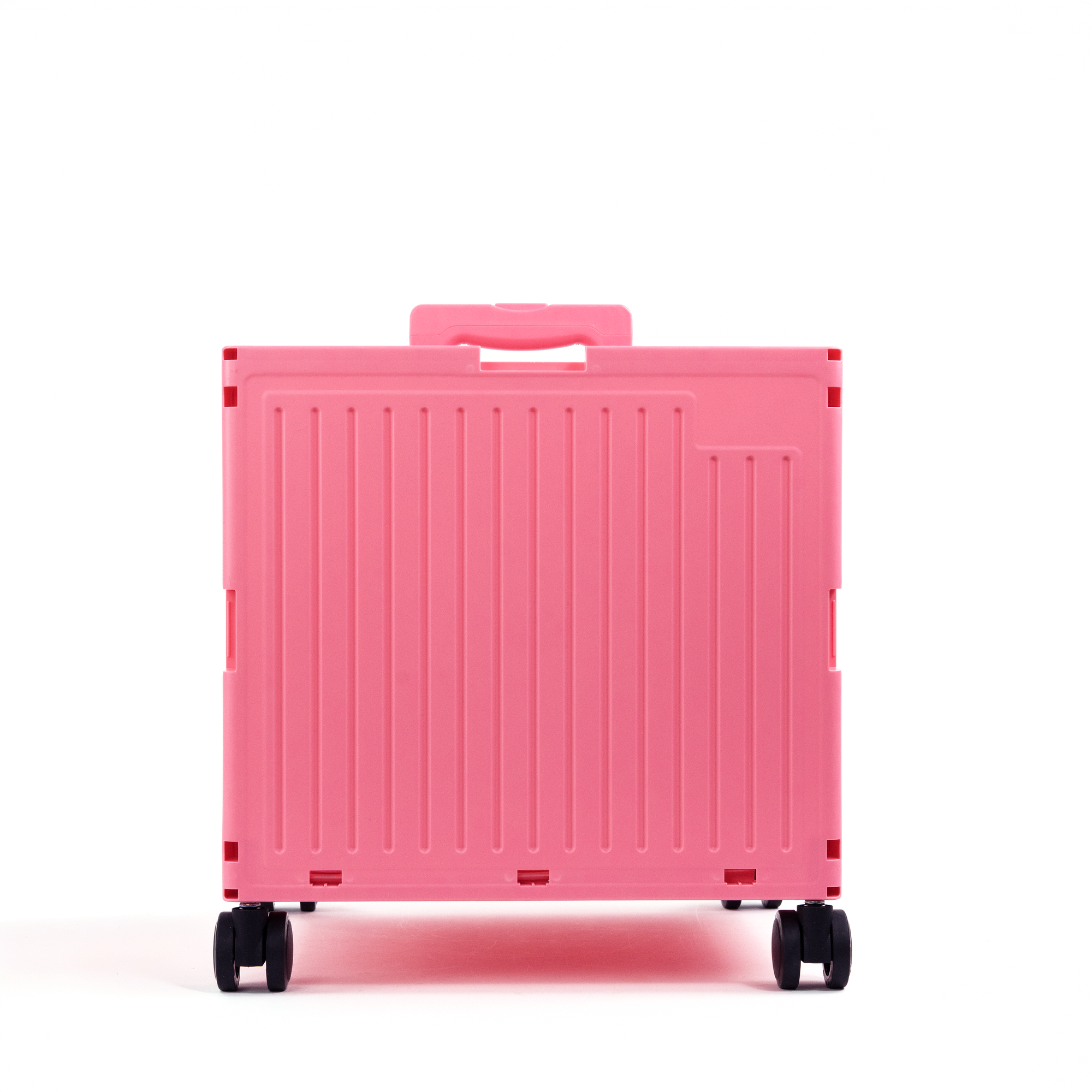 Pink Collapsible Rolling Cart with Lid and 360° Wheels – Foldable Utility Shopping and Teacher Cart