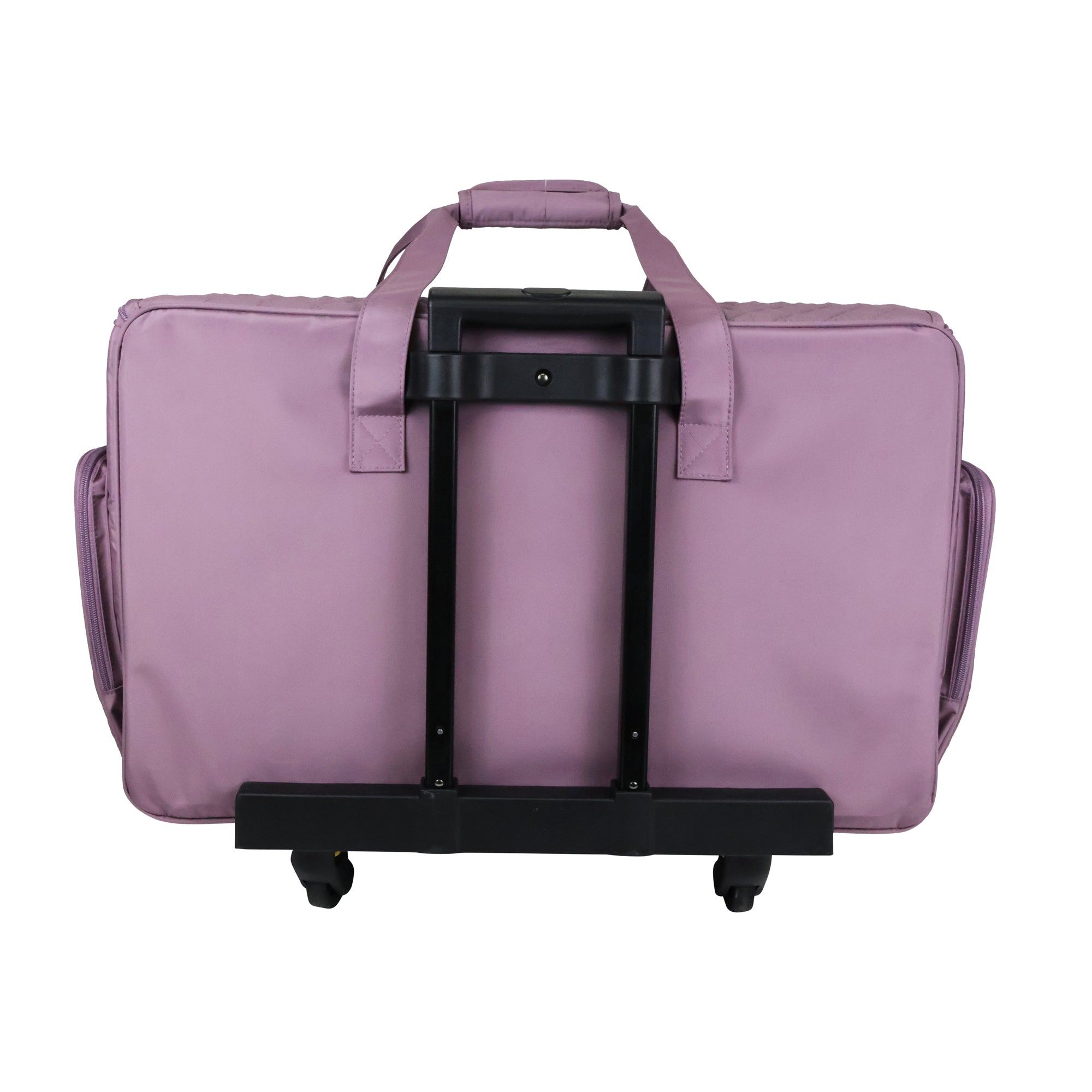 Everything Mary XXL 4 Wheel Collapsible Rolling Sewing Machine Storage Case, Purple Quilted