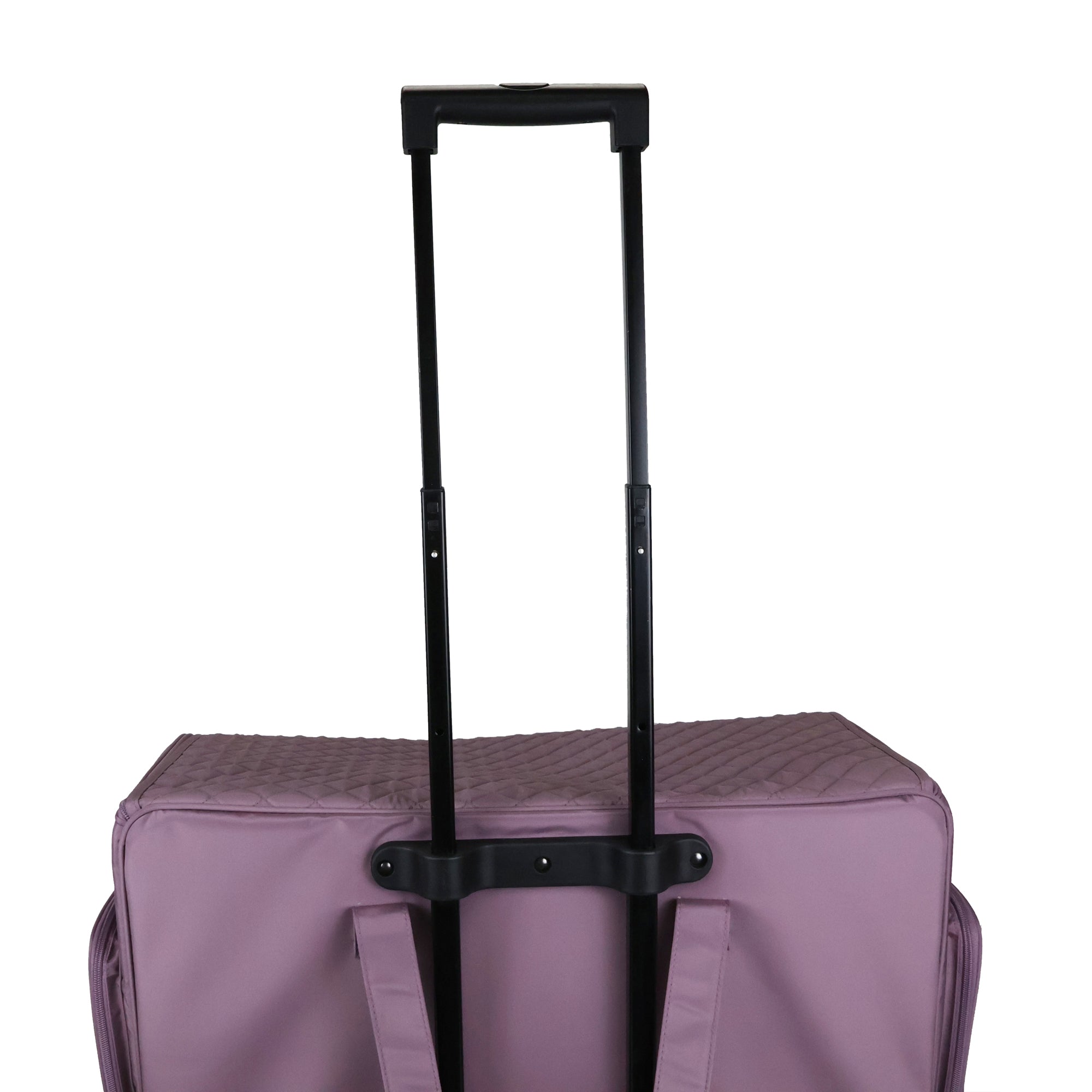 Everything Mary XXL 4 Wheel Collapsible Rolling Sewing Machine Storage Case, Purple Quilted