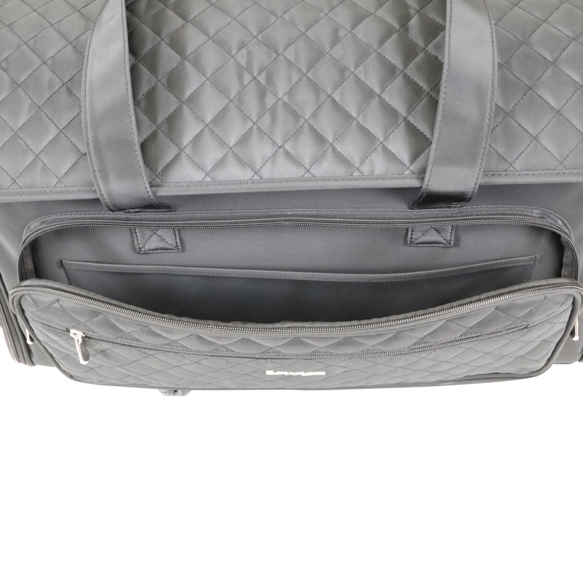 Everything Mary XXL 4 Wheel Collapsible Rolling Sewing Machine Storage Case, Black Quilted