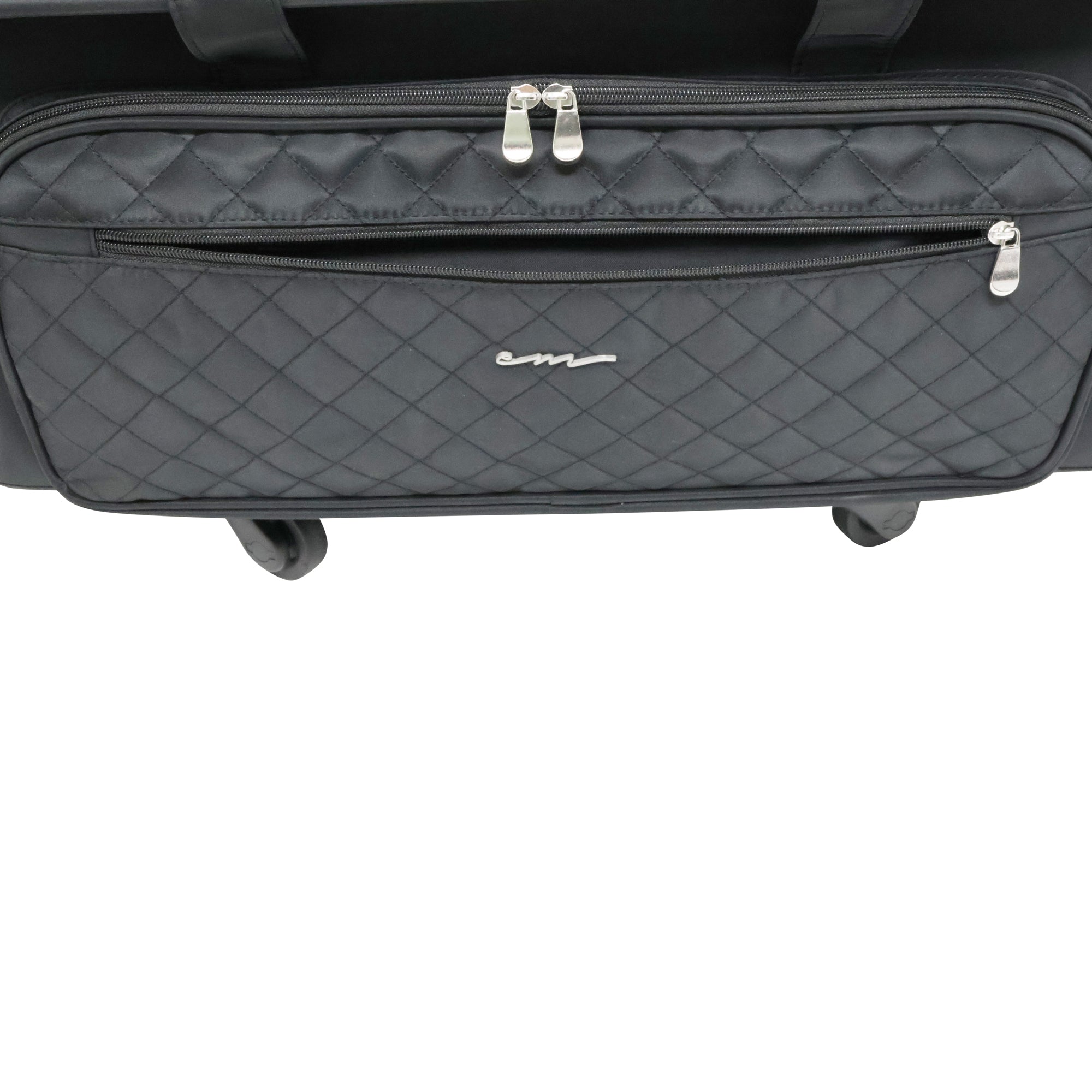 Everything Mary XXL 4 Wheel Collapsible Rolling Sewing Machine Storage Case, Black Quilted