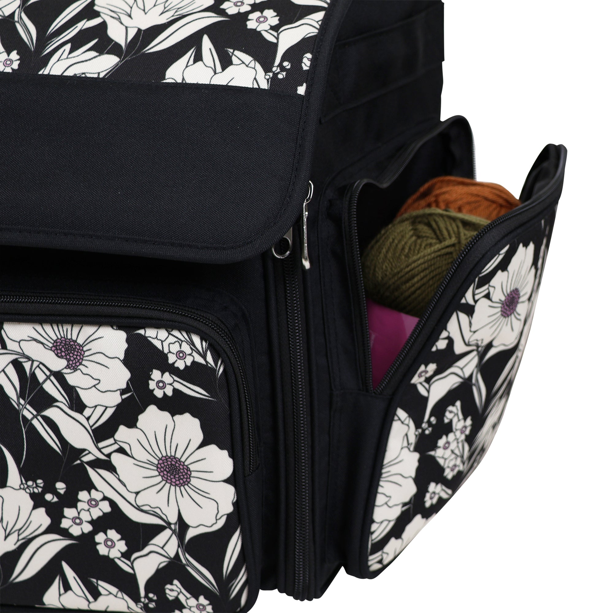 Everything Mary XL 4 Wheel Collapsible Rolling Sewing Machine Storage Case, Artistic Floral