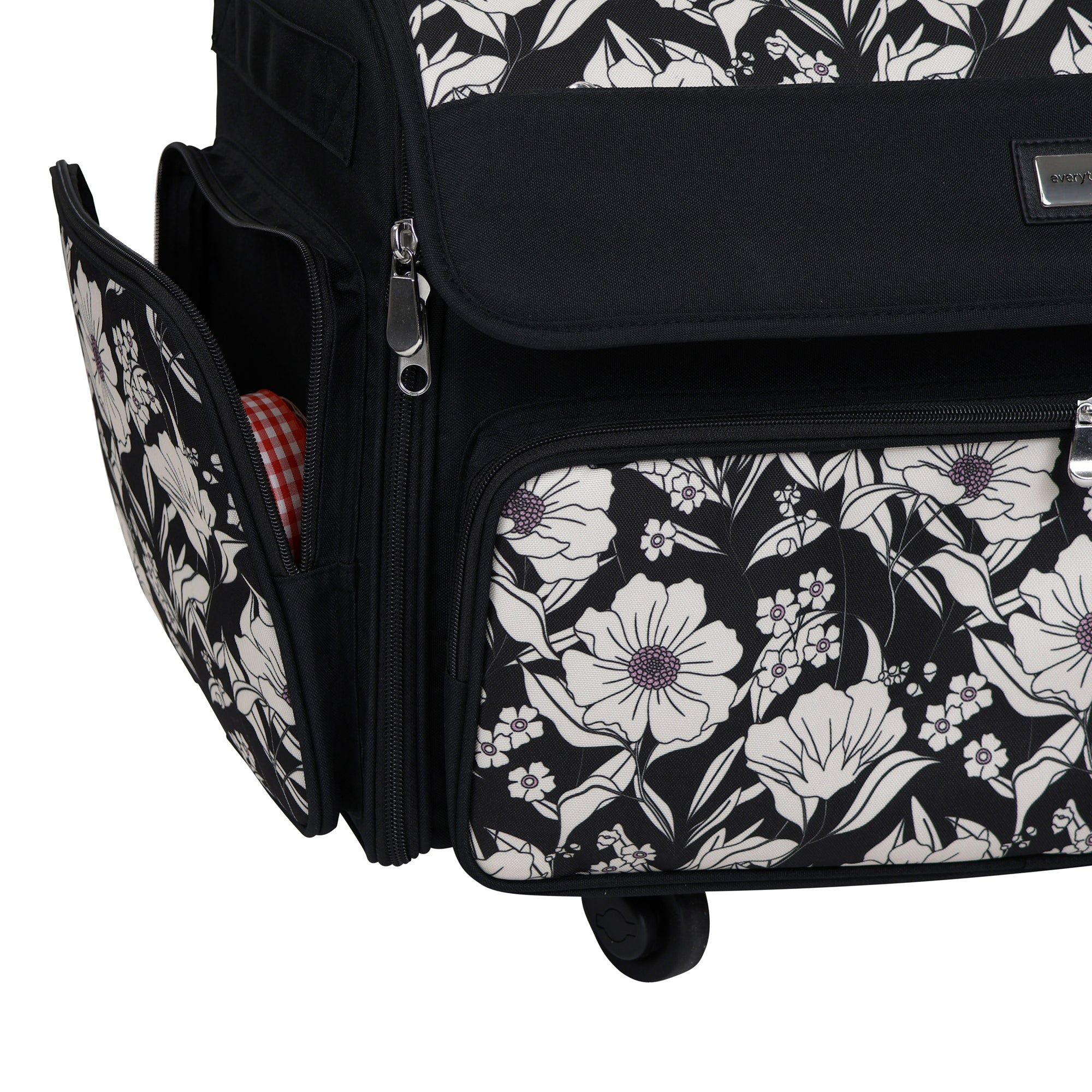 Everything Mary XL 4 Wheel Collapsible Rolling Sewing Machine Storage Case, Artistic Floral