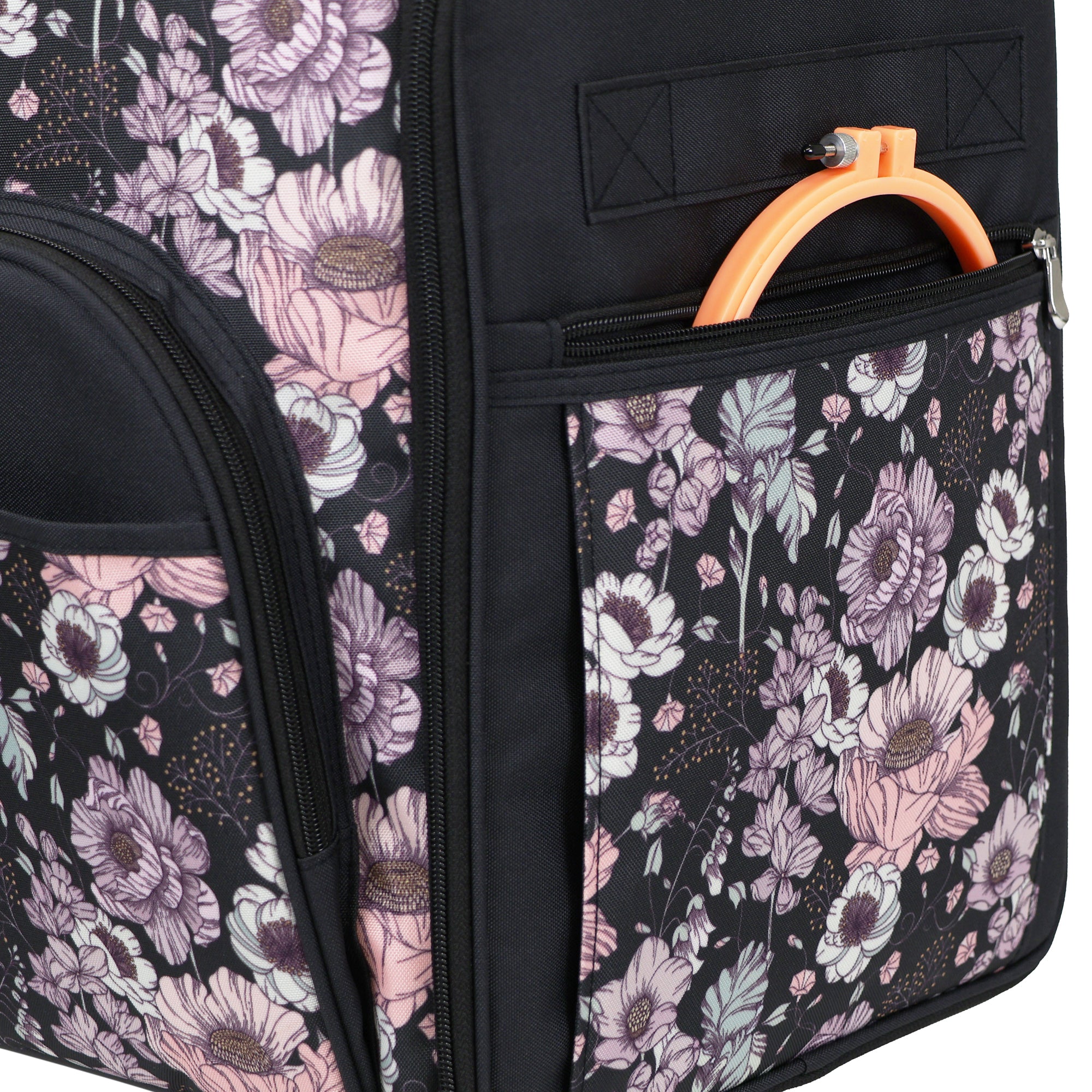 Everything Mary XL 4 Wheel Collapsible Rolling Sewing Machine Storage Case, Pink Floral
