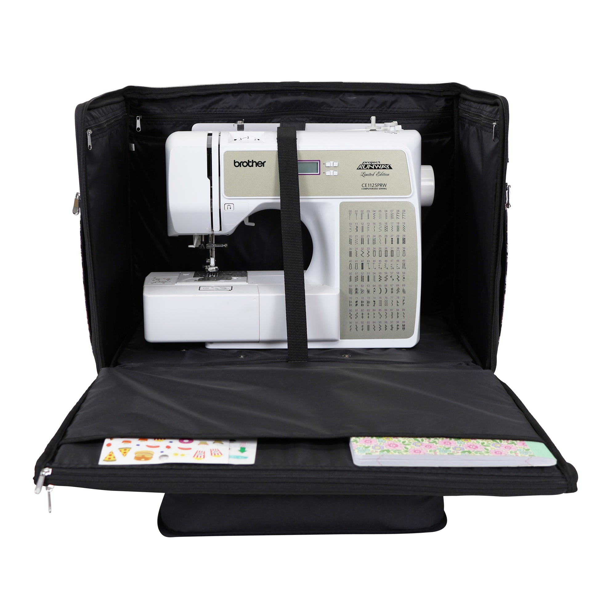 Everything Mary XL 4 Wheel Collapsible Rolling Sewing Machine Storage Case, Pink Floral