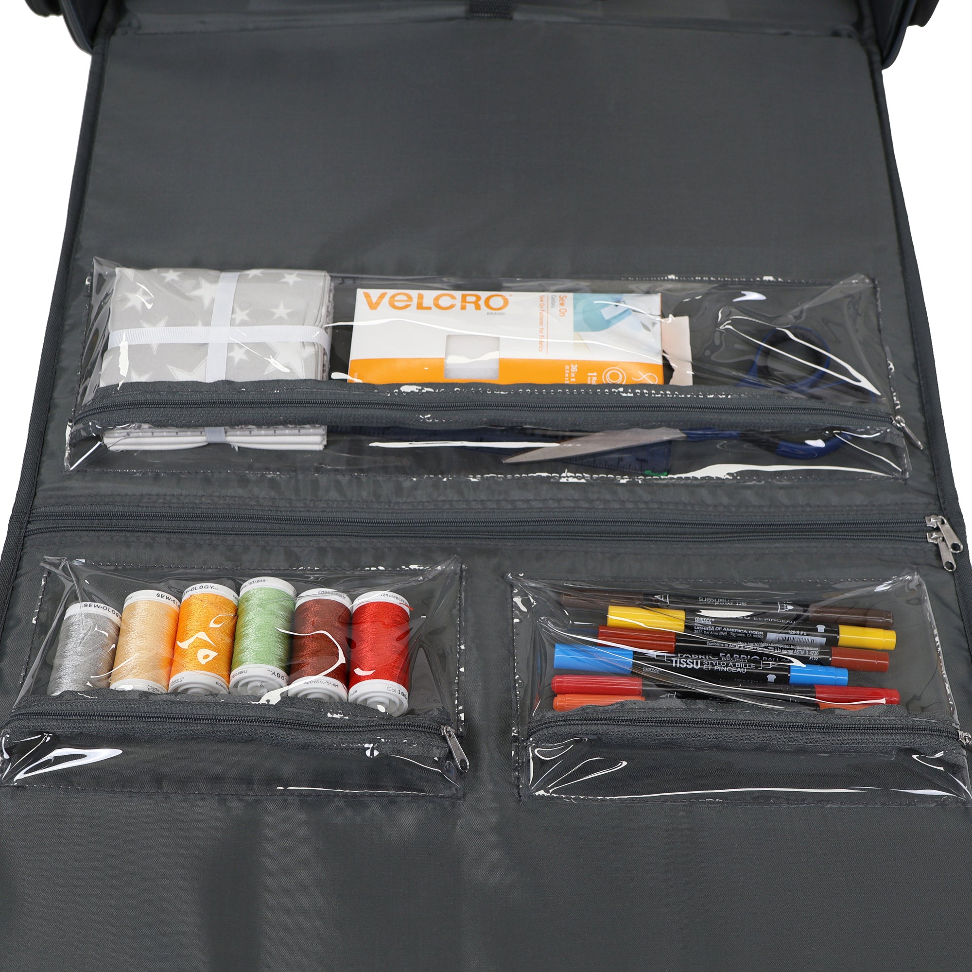 Everything Mary Flat Top XL 4 Wheel Collapsible Rolling Sewing Machine Storage Case, Tan Floral