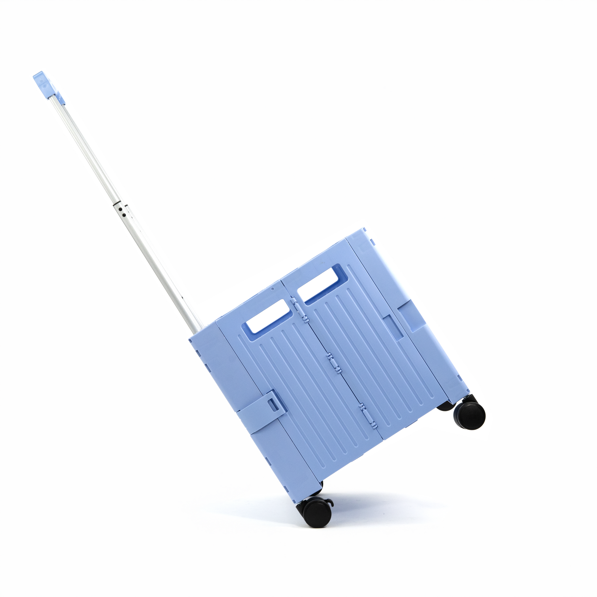 Blue Collapsible Rolling Cart with Lid and 360° Wheels – Foldable Utility Shopping and Teacher Cart
