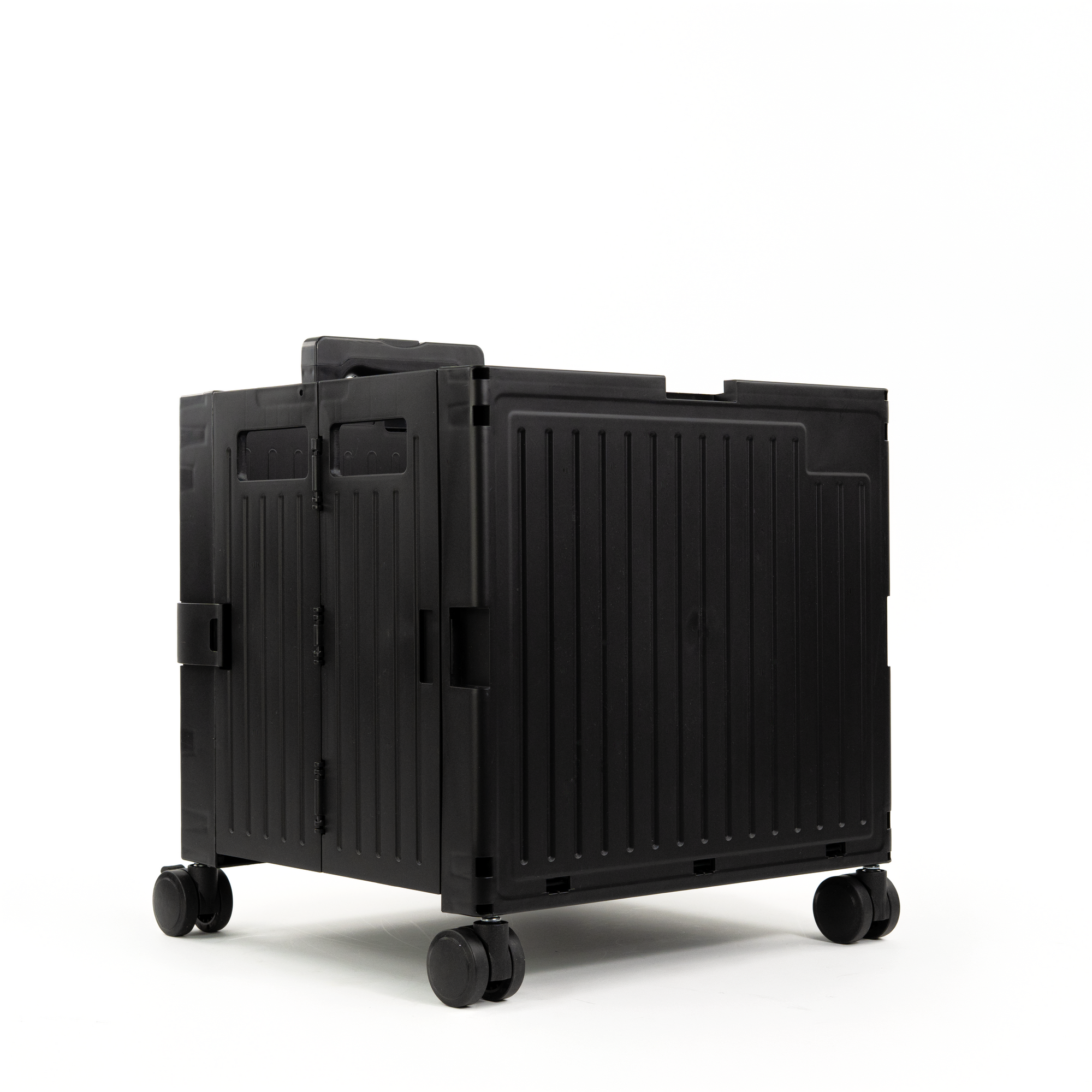 Black Collapsible Rolling Cart with Lid and 360° Wheels – Foldable Utility Shopping and Teacher Cart