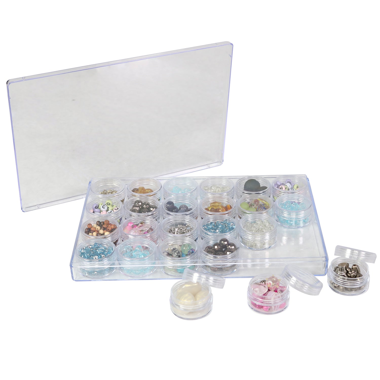 24 Pcs Small Bead Organizer Plastic Bead Storage Containers Clear