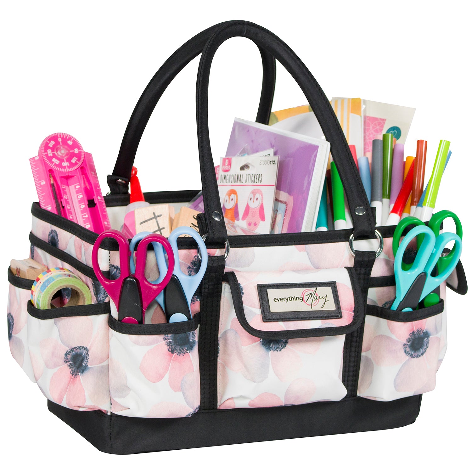 Large Craft Storage Tote Bag 6 Pockets Scrapbooking Sewing Supplies  Organizer Caddy with Handles for Travel