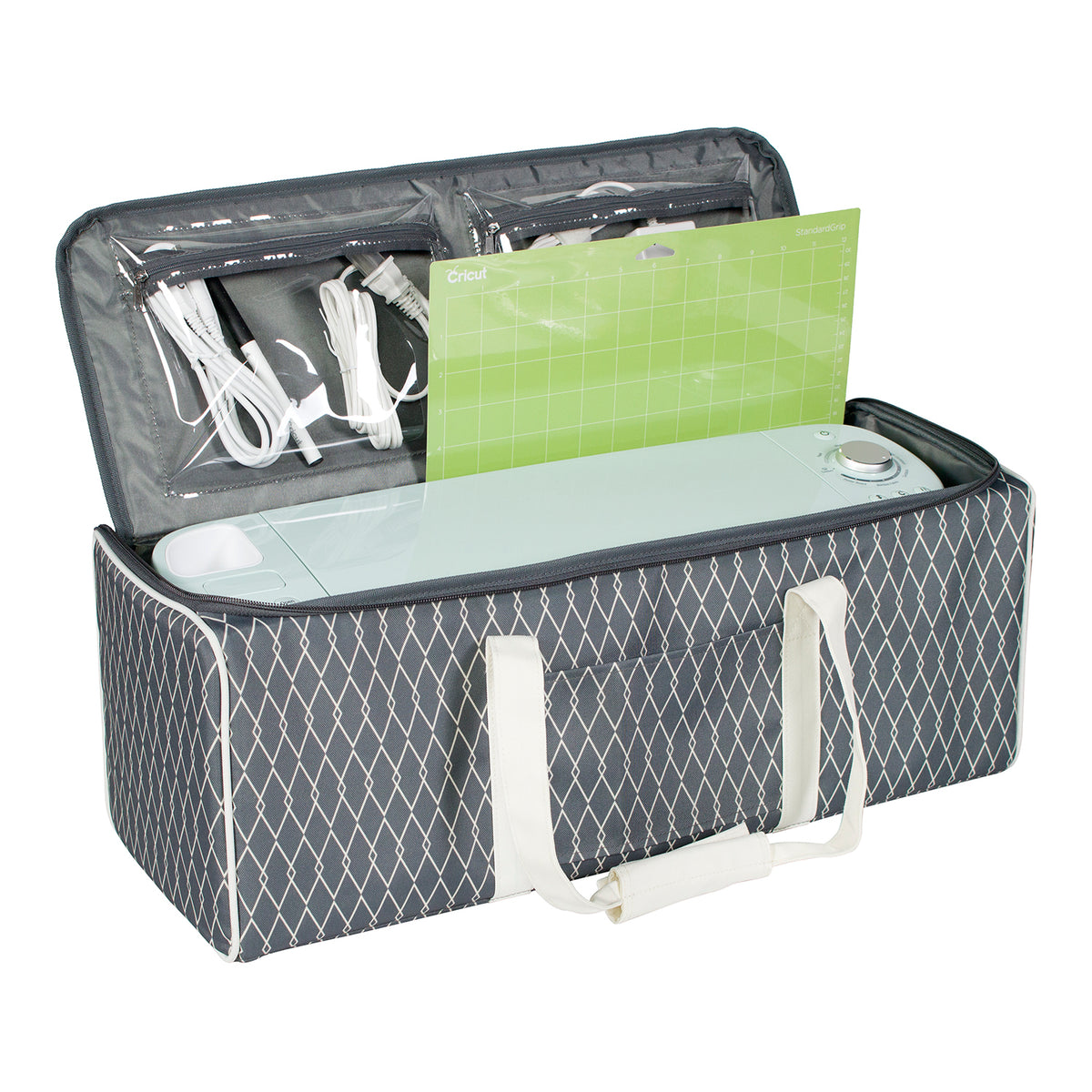 Die Cut Carrying Case for Cricut Explore & ScanNCut DX, Grey & White